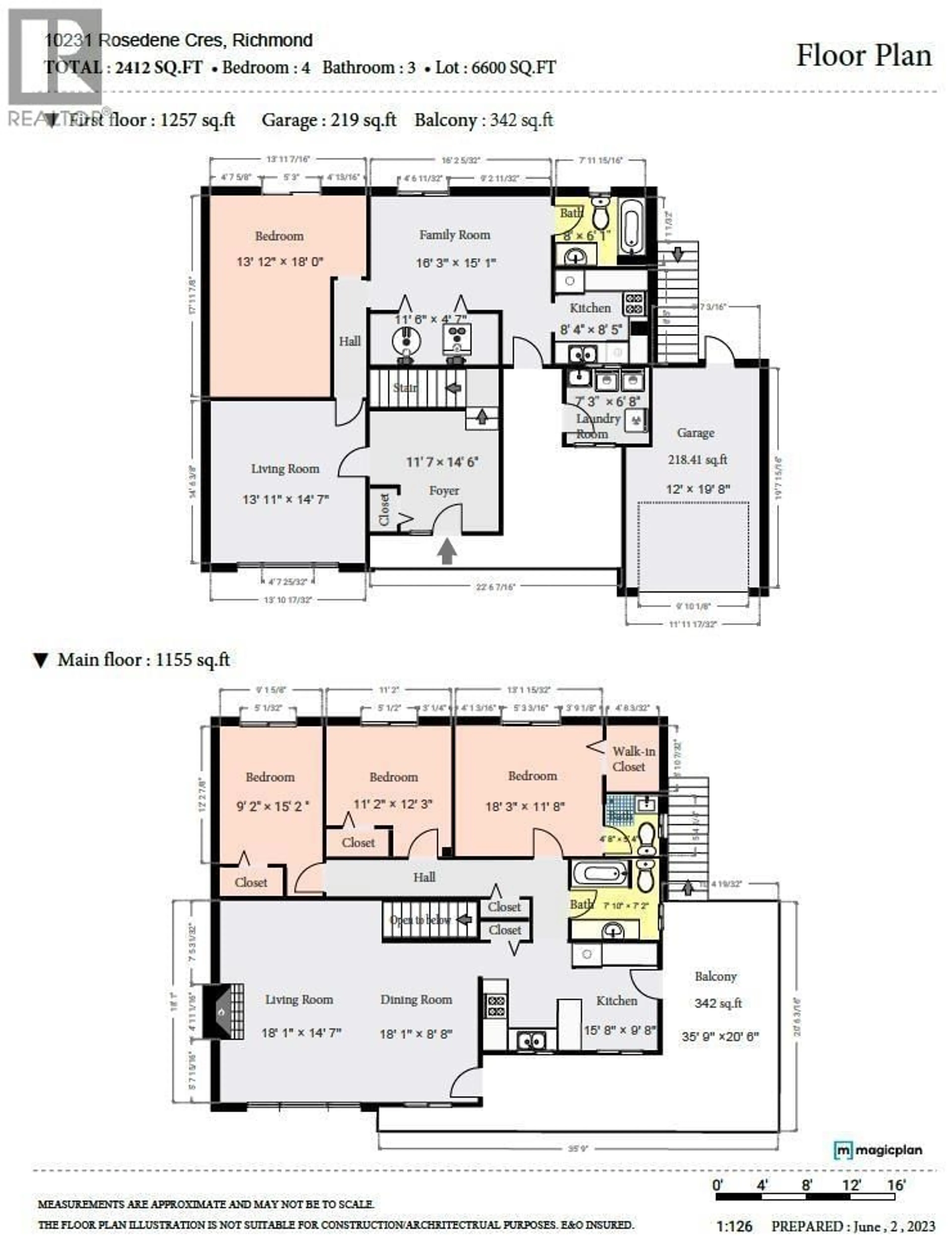 Floor plan for 10231 ROSEDENE CRESCENT, Richmond British Columbia V7A2P6