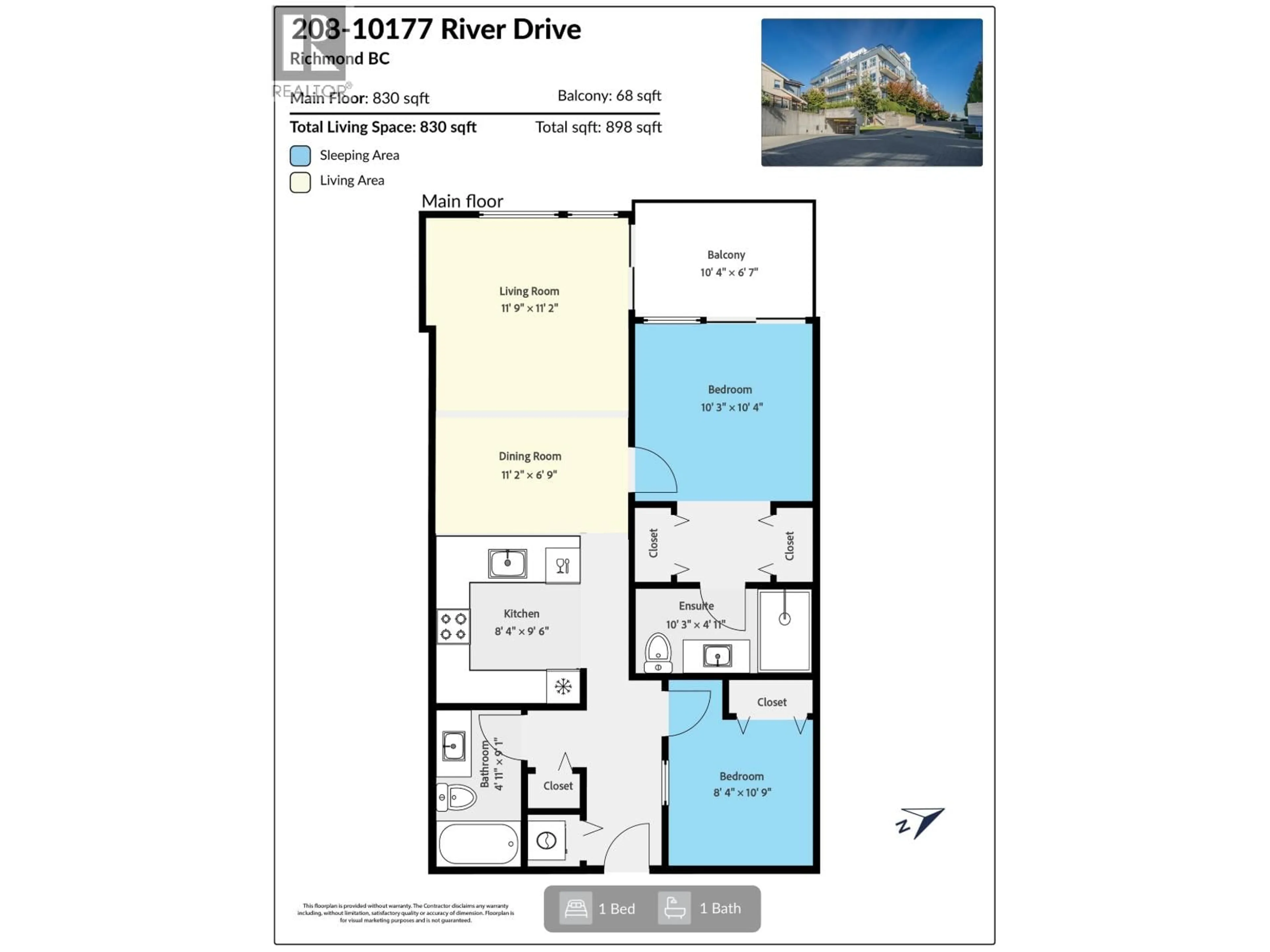 Floor plan for 208 - 10177 RIVER DRIVE, Richmond British Columbia V6X0S2