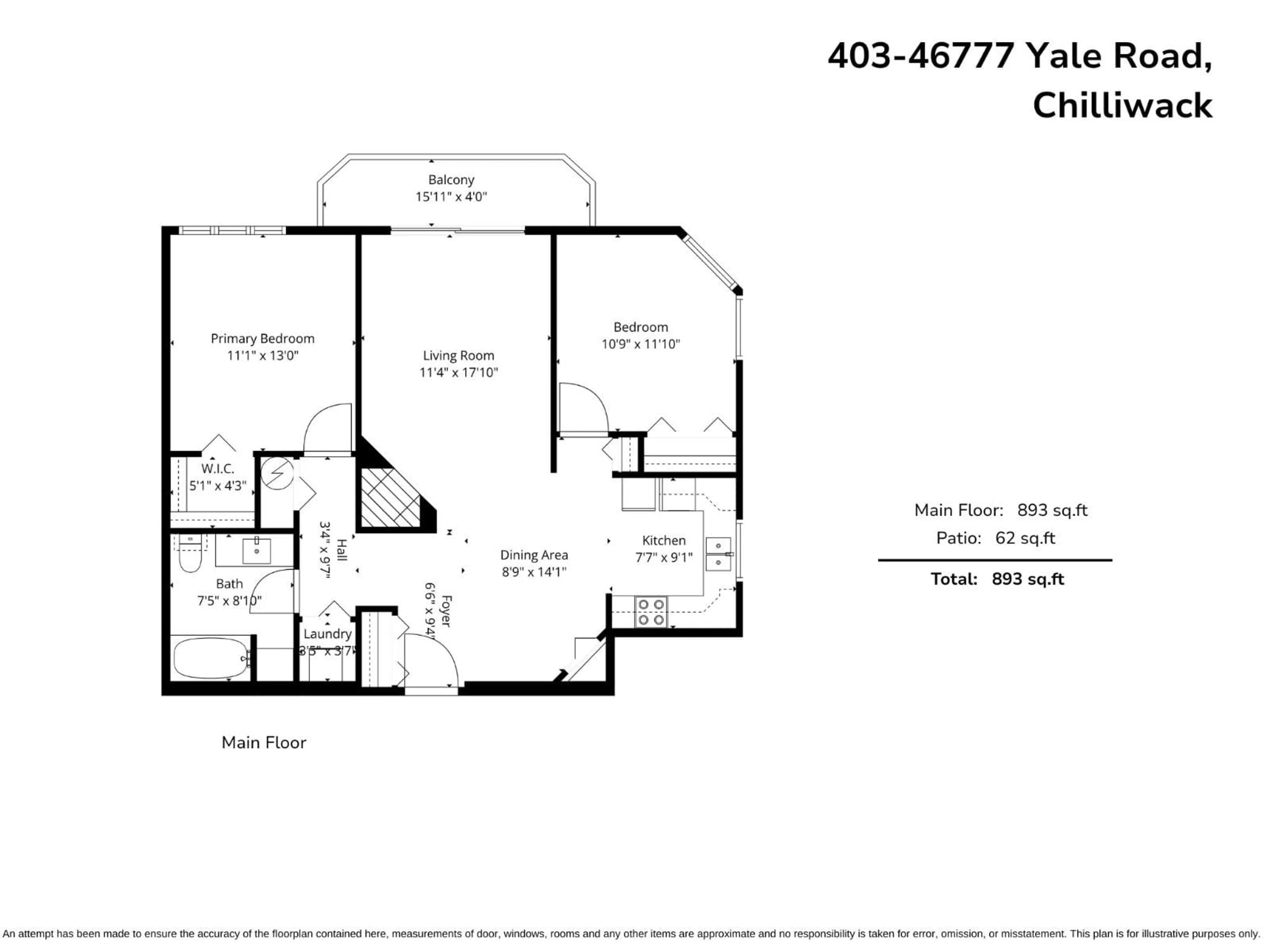 Floor plan for 403 - 46777 YALE ROAD, Chilliwack British Columbia V2P2S3