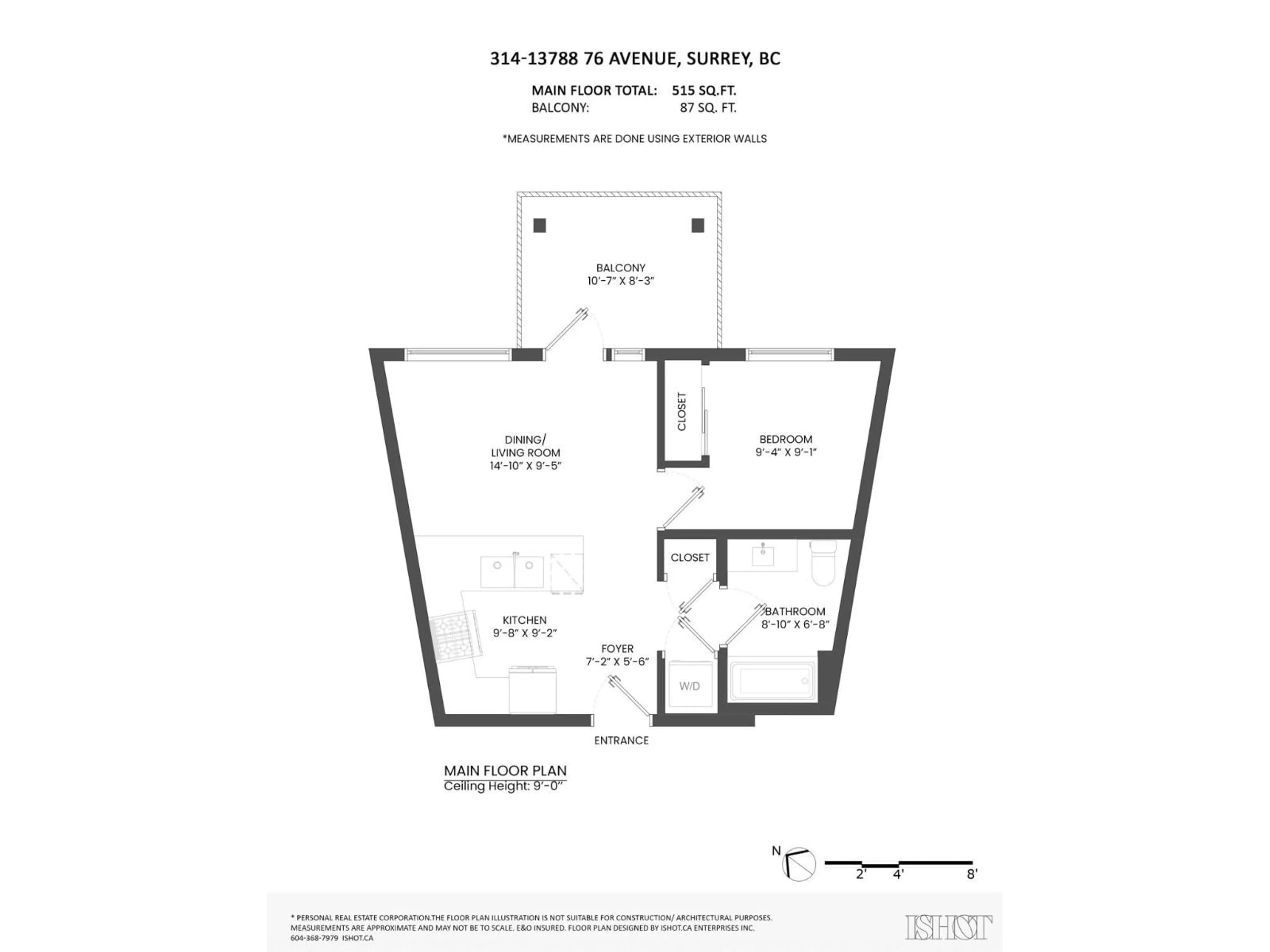 Floor plan for 314 - 13788 76, Surrey British Columbia V3W3E9
