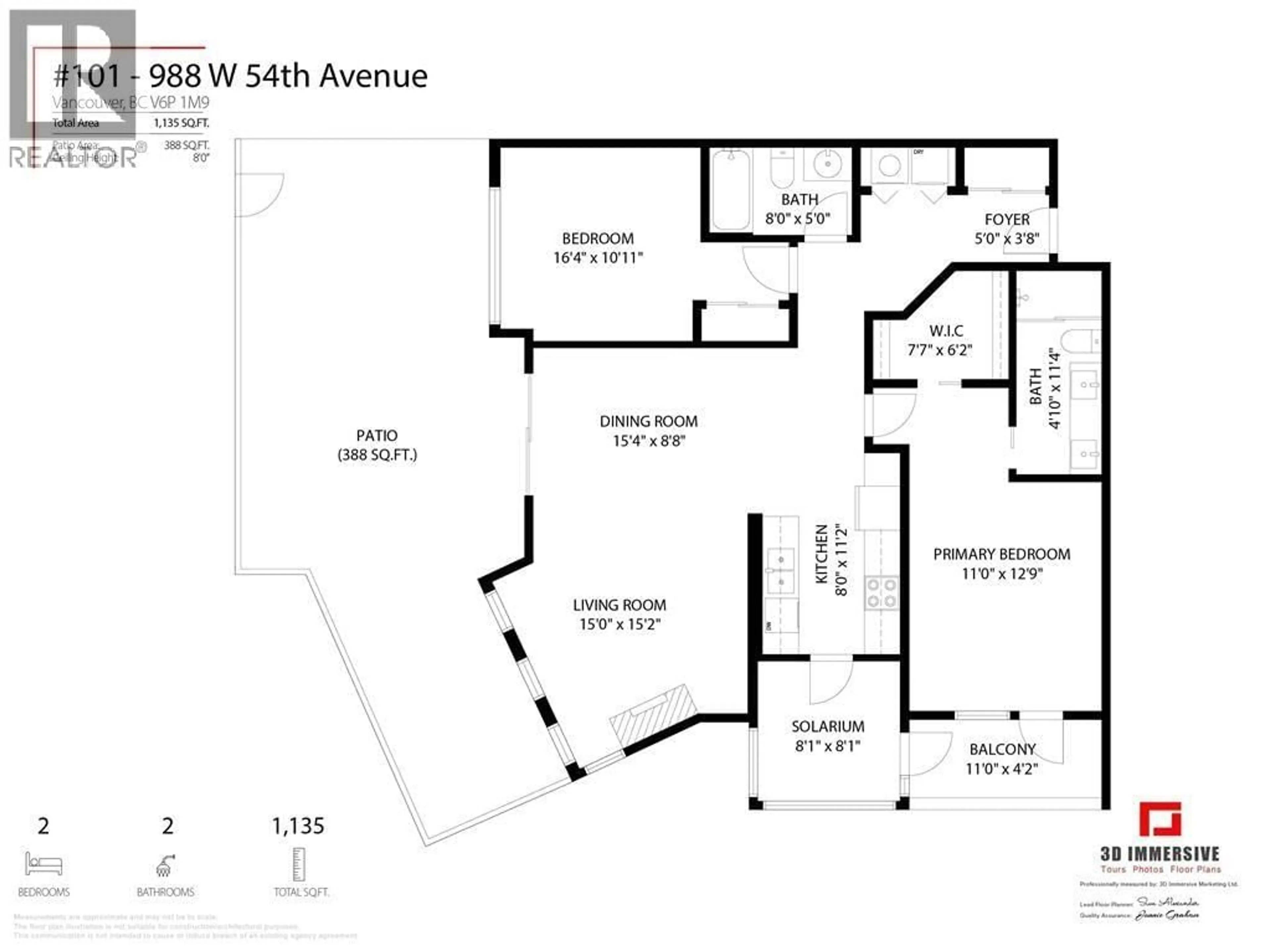Floor plan for 101 - 988 54TH AVENUE, Vancouver British Columbia V6P1M9