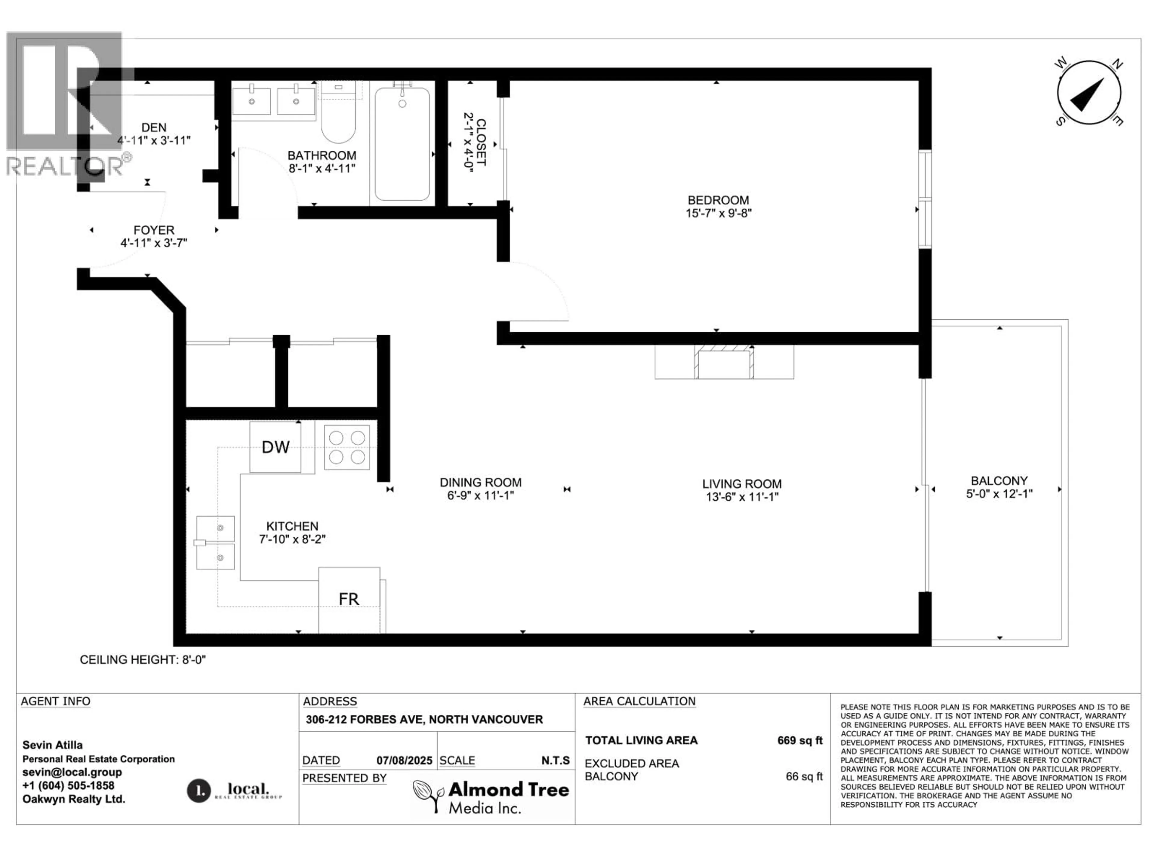 Floor plan for 306 - 212 FORBES AVENUE, North Vancouver British Columbia V7M3E5
