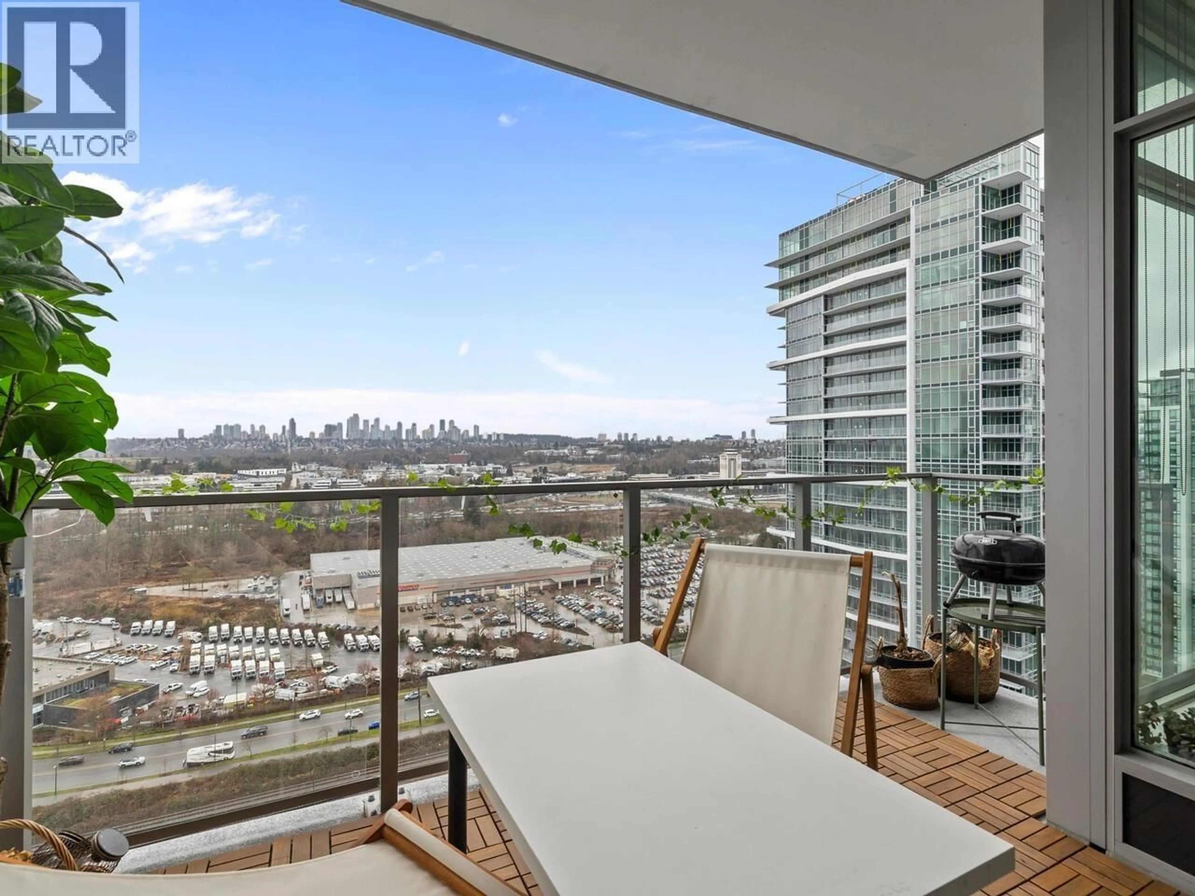 Balcony in the apartment, city buildings view from balcony for 2409 - 2351 BETA AVENUE, Burnaby British Columbia V5C0M2