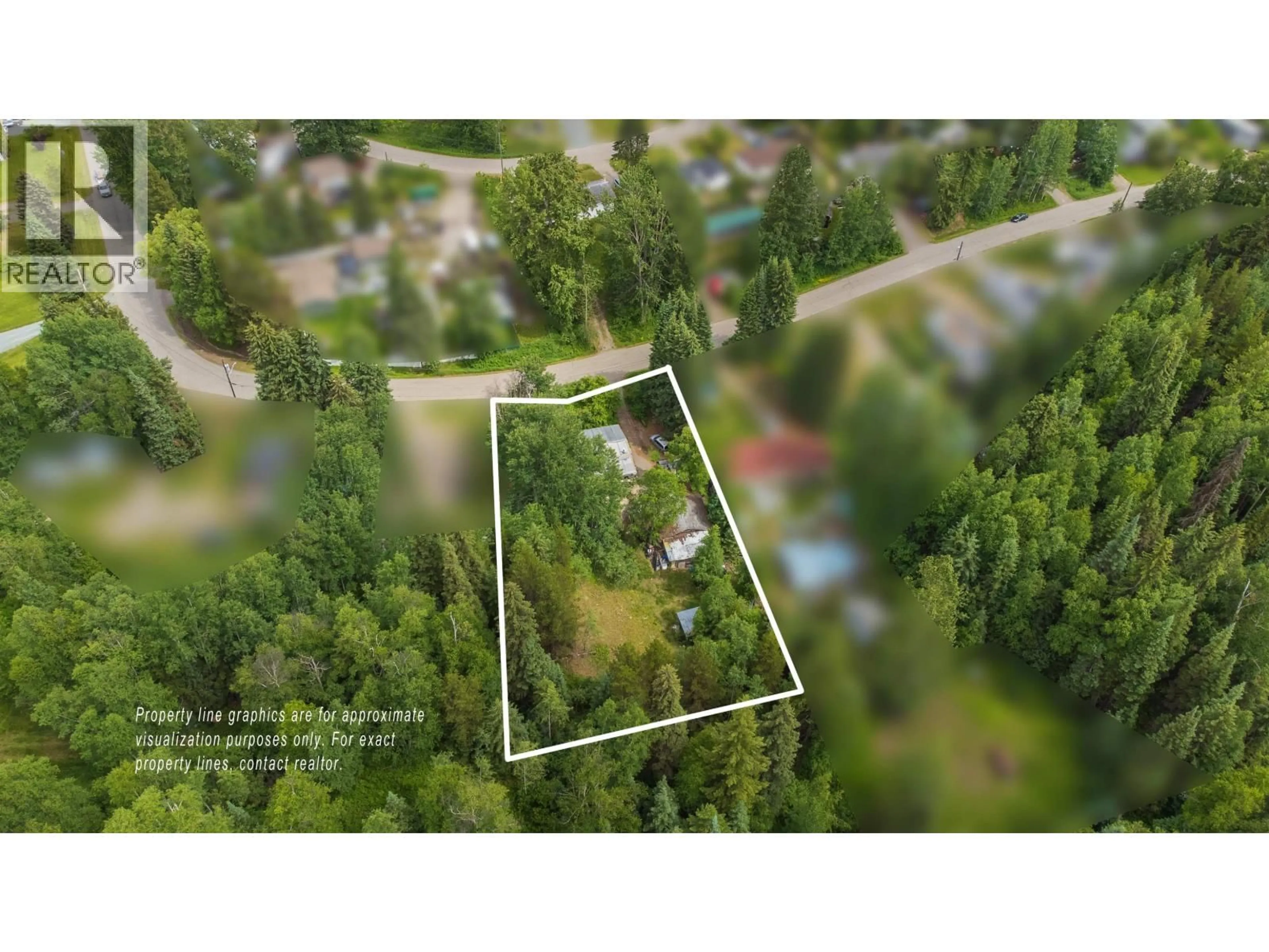 A pic from outside/outdoor area/front of a property/back of a property/a pic from drone, forest/trees view for 2766 MINOTTI DRIVE, Prince George British Columbia V2K1T2