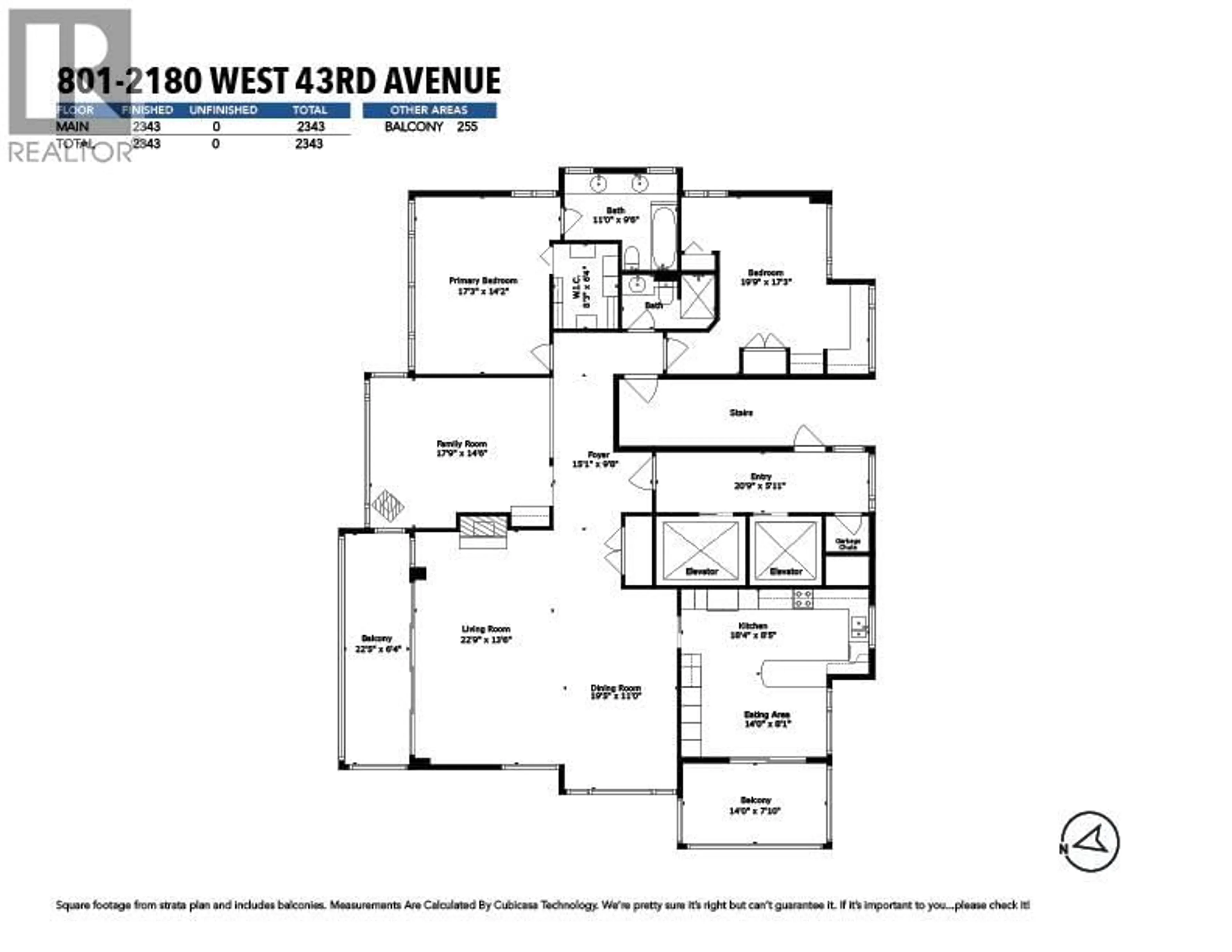 Floor plan for 801 - 2180 43RD AVENUE, Vancouver British Columbia V6M2E1