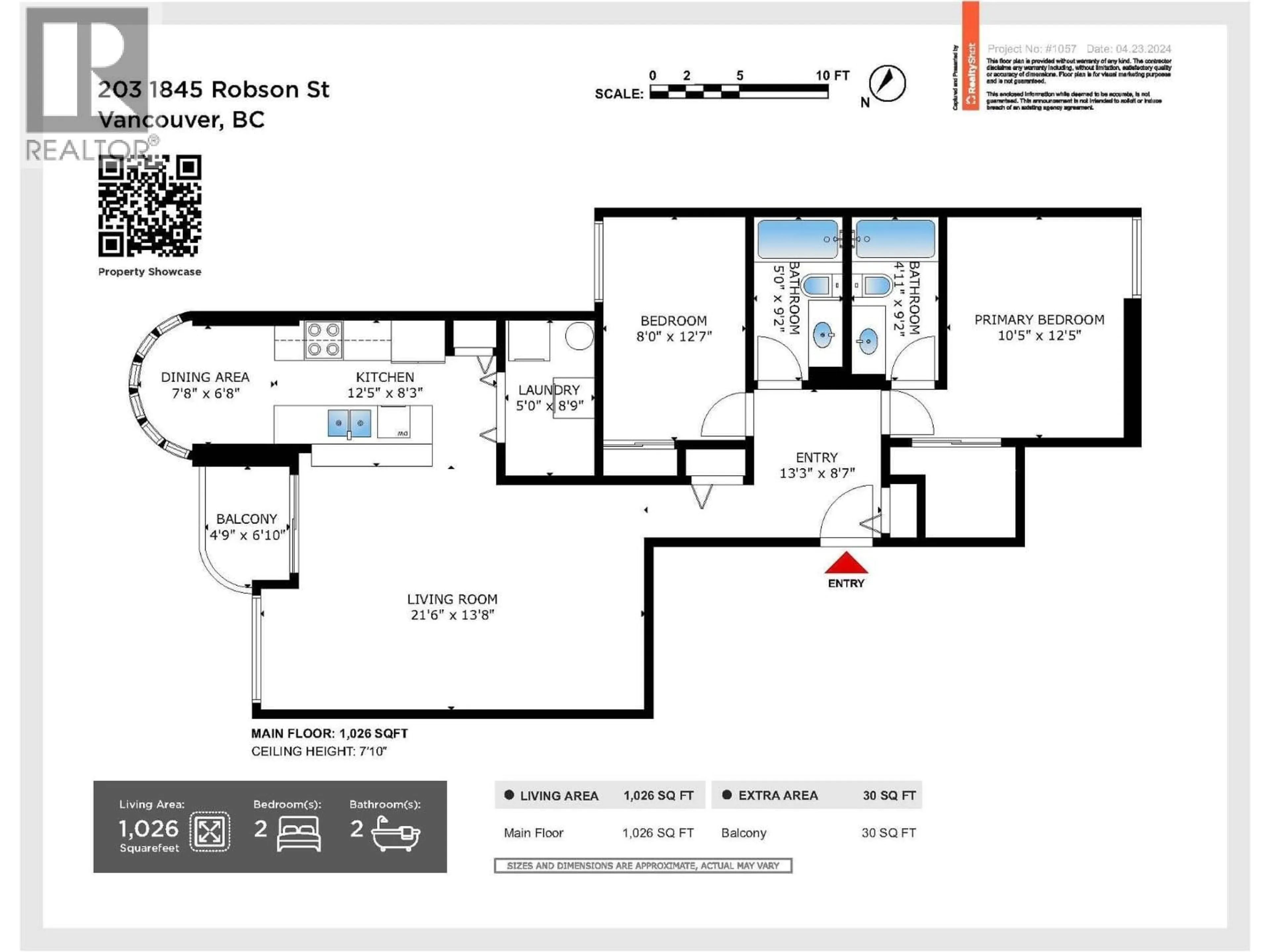 Floor plan for 203 - 1845 ROBSON STREET, Vancouver British Columbia V6G1E4
