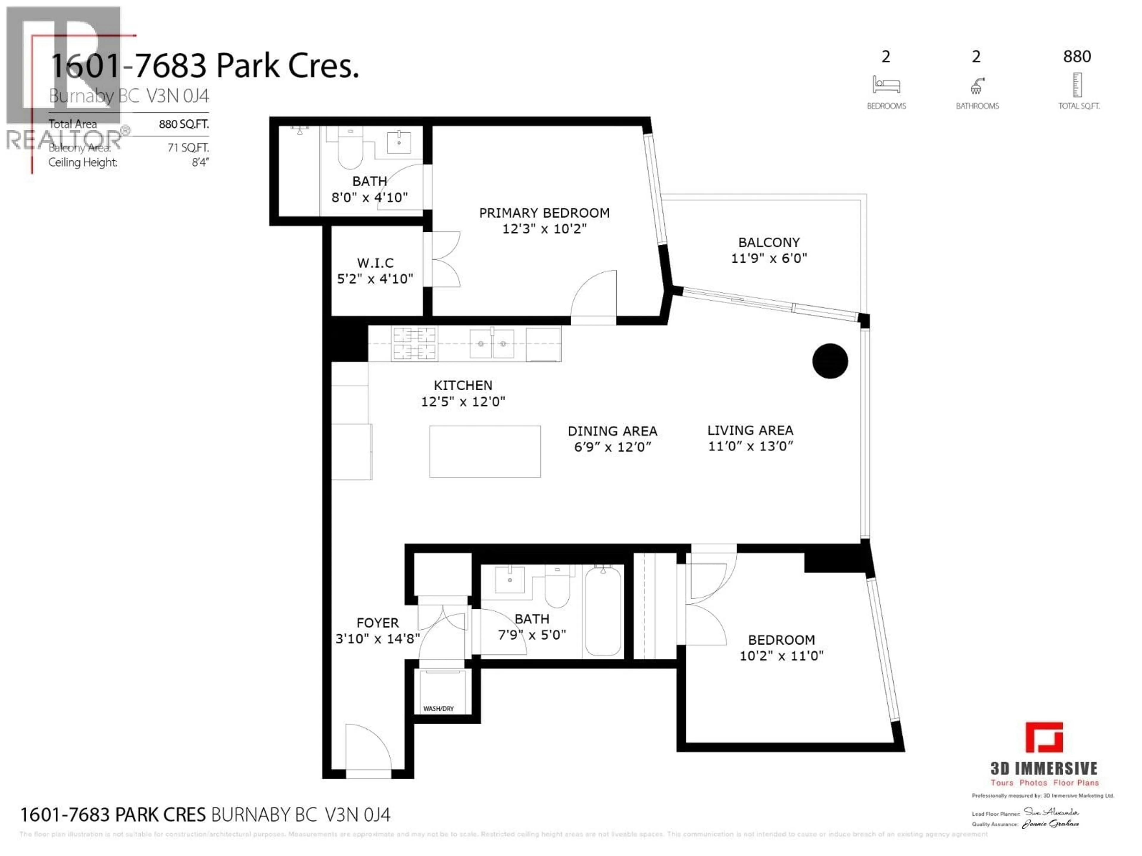 Floor plan for 1601 - 7683 PARK CRESCENT, Burnaby British Columbia V3N0J4