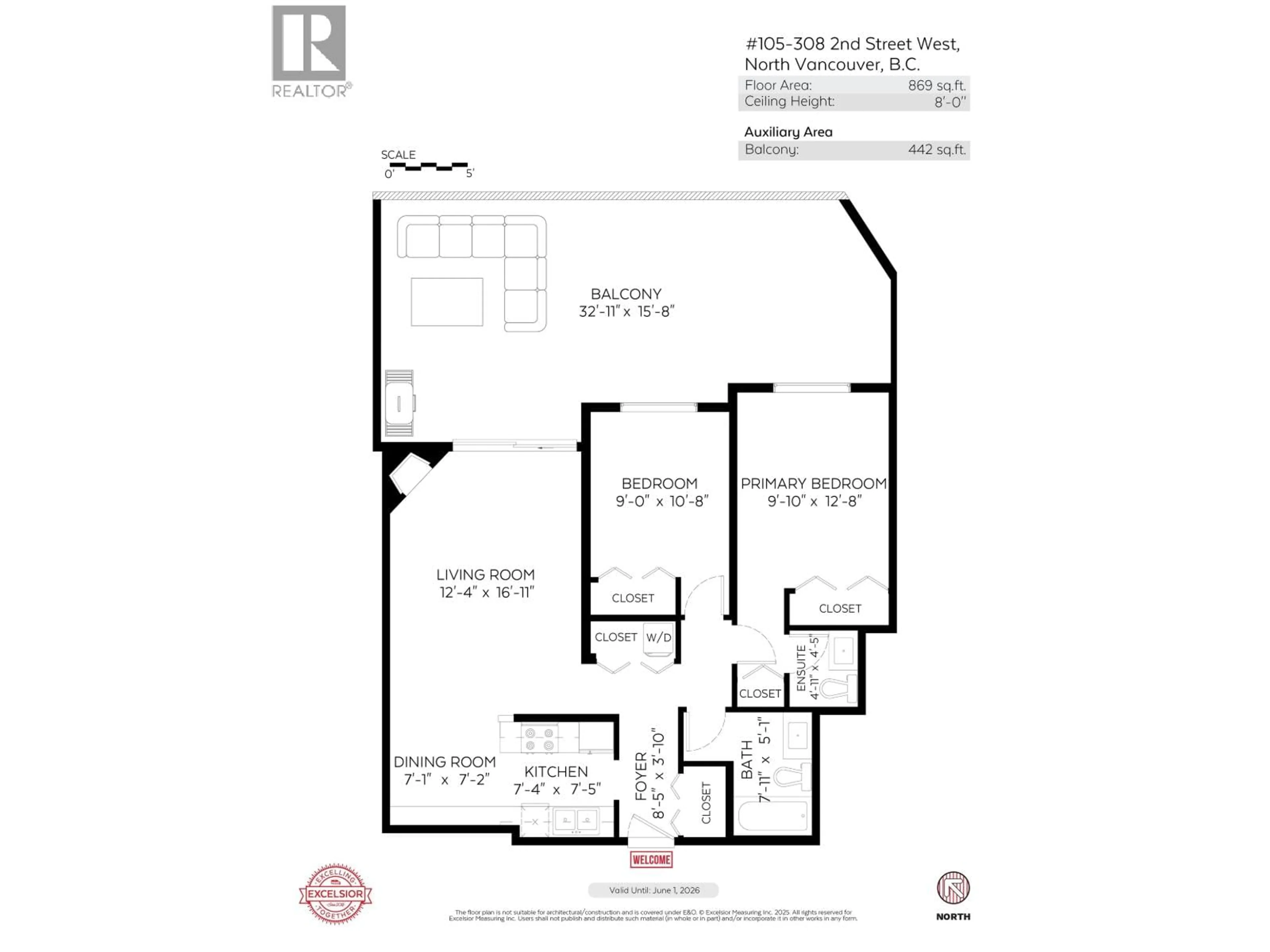 Floor plan for 105 - 308 2ND STREET, North Vancouver British Columbia V7M1E1