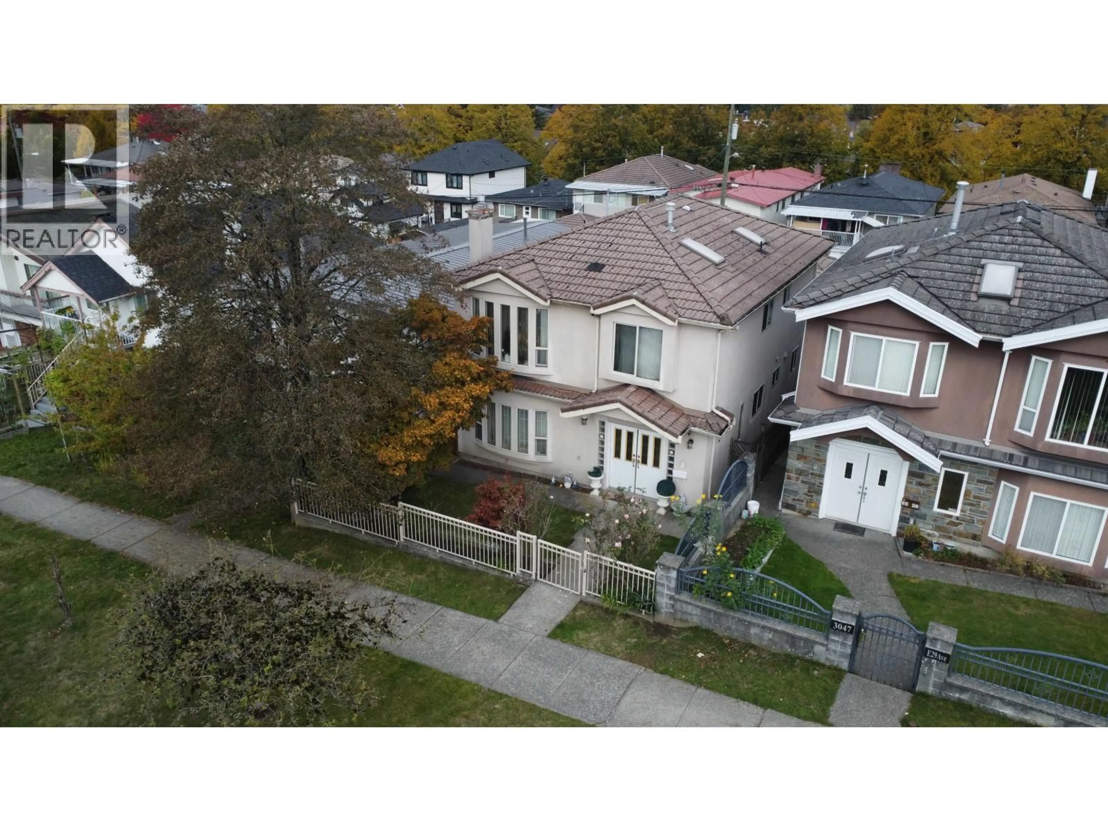 A pic from outside/outdoor area/front of a property/back of a property/a pic from drone, street for 3043 29TH AVENUE, Vancouver British Columbia V5R1V9