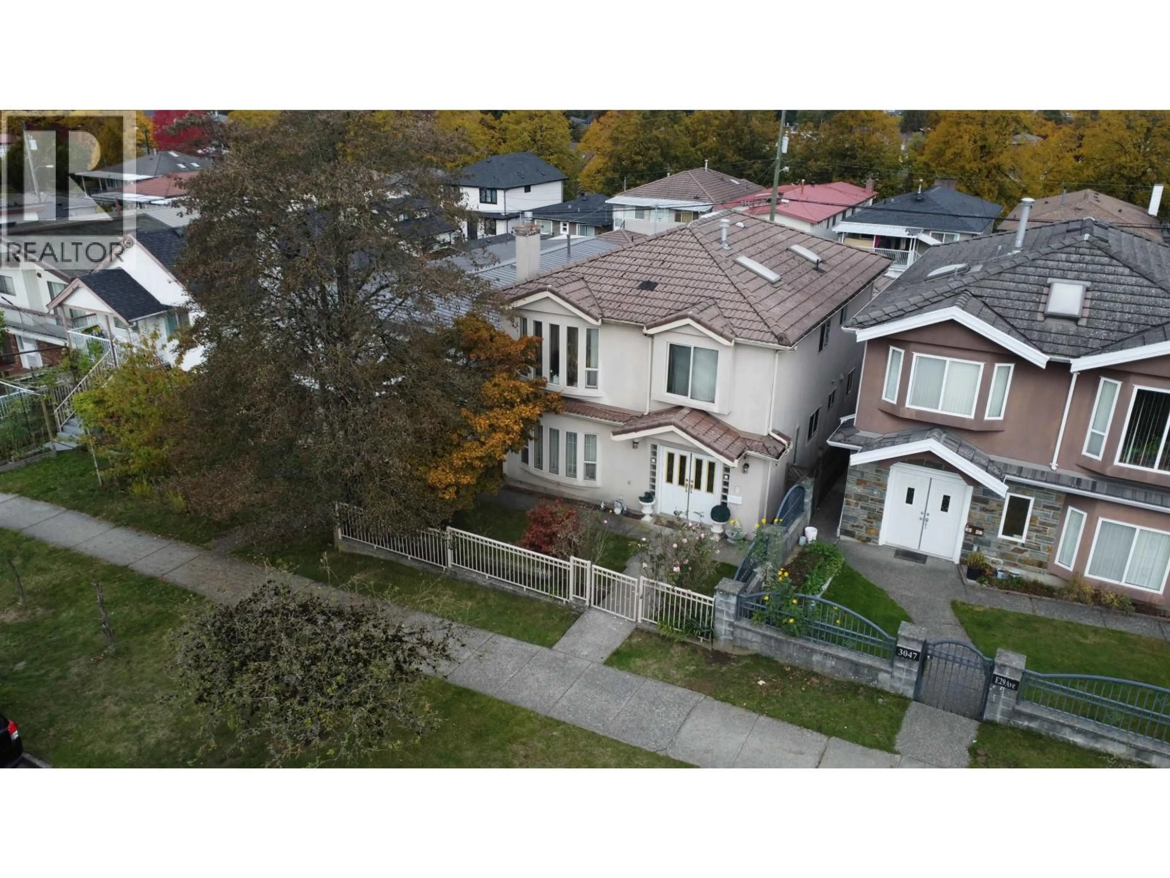 A pic from outside/outdoor area/front of a property/back of a property/a pic from drone, street for 3043 29TH AVENUE, Vancouver British Columbia V5R1V9