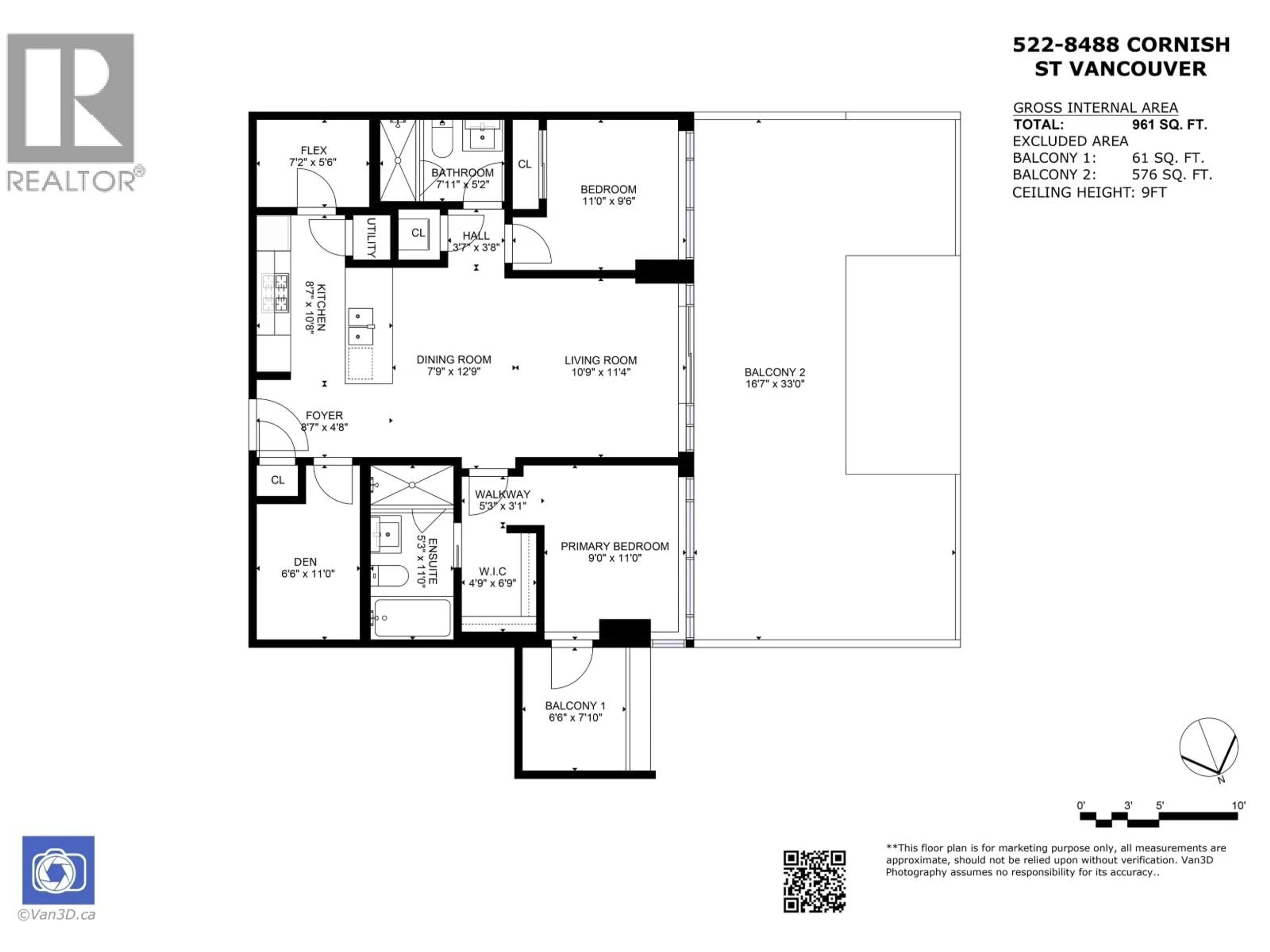 Floor plan for 522 - 8488 CORNISH STREET, Vancouver British Columbia V6P0C2