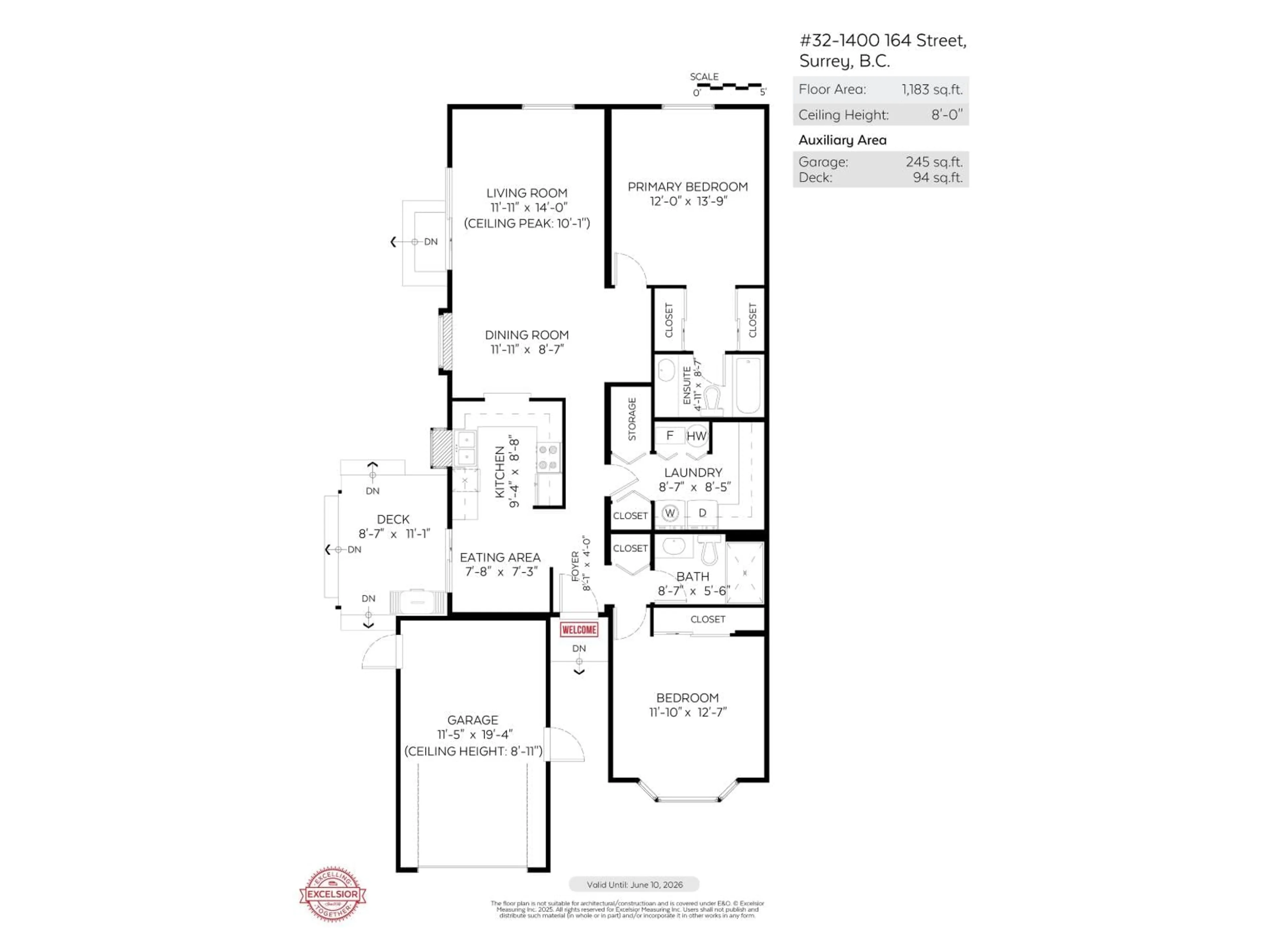 Floor plan for 32 - 1400 164, Surrey British Columbia V4A8T4