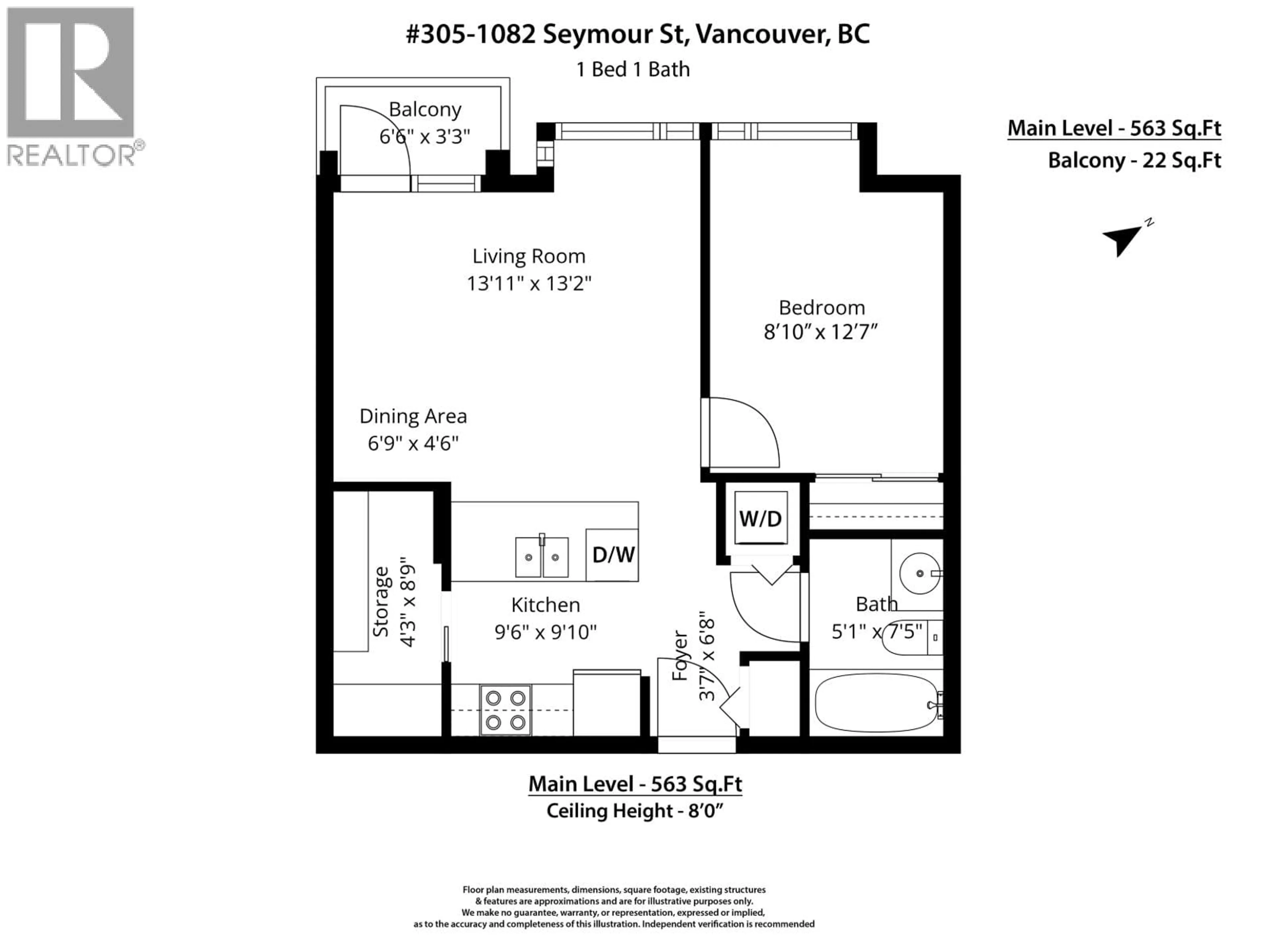Floor plan for 305 - 1082 SEYMOUR STREET, Vancouver British Columbia V6B1X9