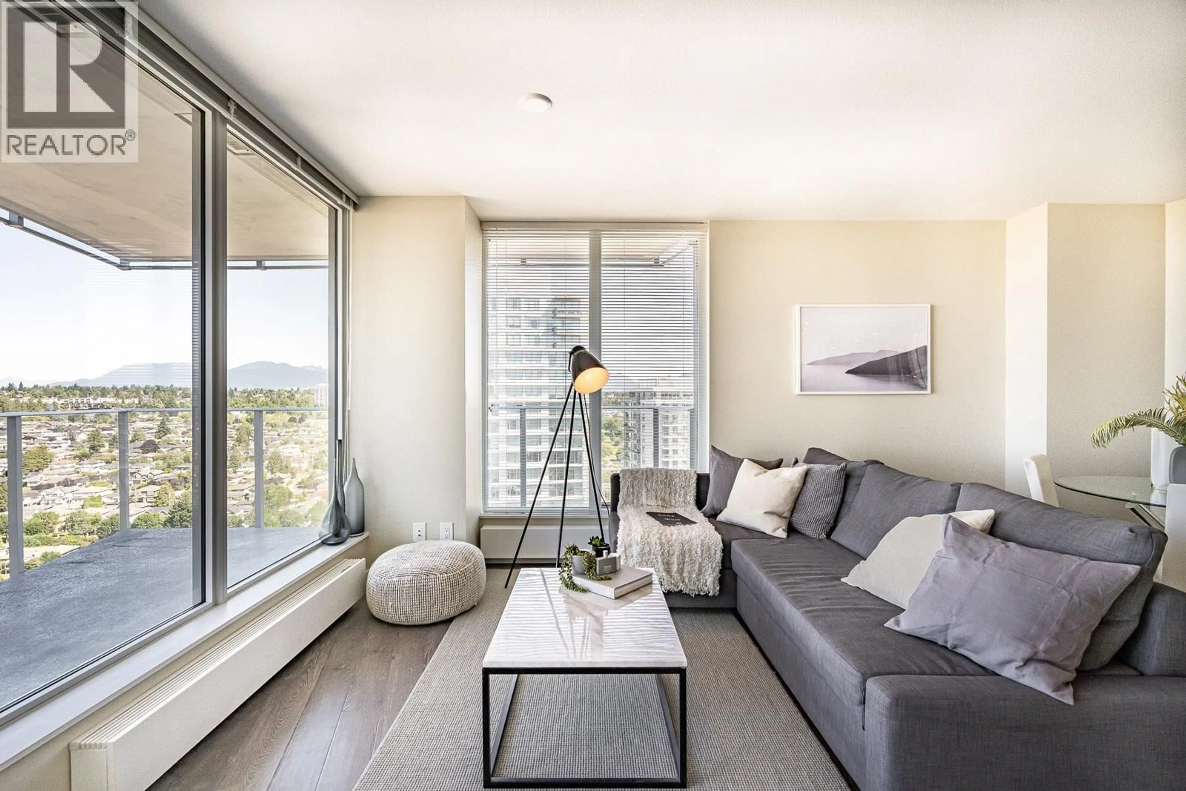 Living room with furniture, wood/laminate floor for 2706 - 488 MARINE DRIVE, Vancouver British Columbia V5X0C6