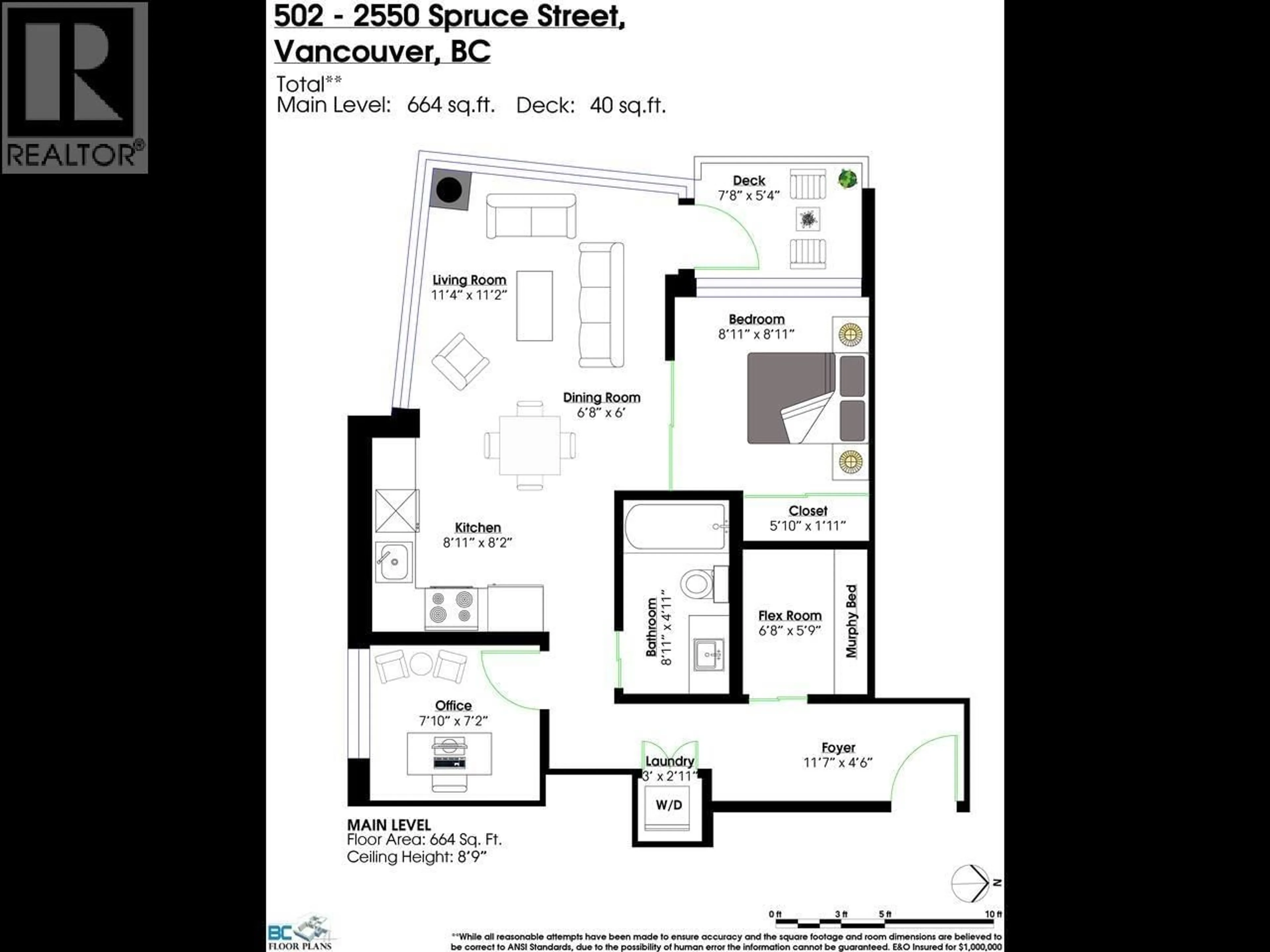Floor plan for 502 - 2550 SPRUCE STREET, Vancouver British Columbia V6H0A8