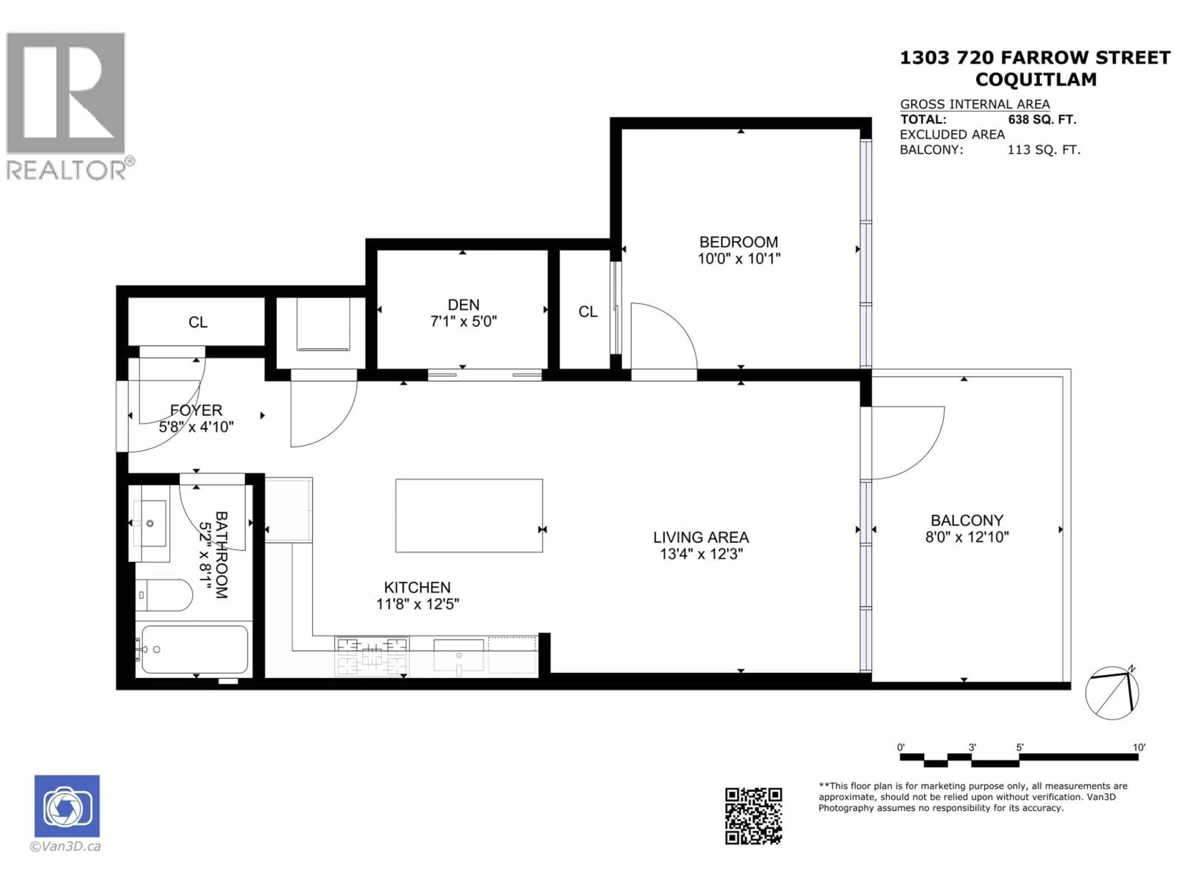 Floor plan for 1303 - 720 FARROW STREET, Coquitlam British Columbia V3J3S5