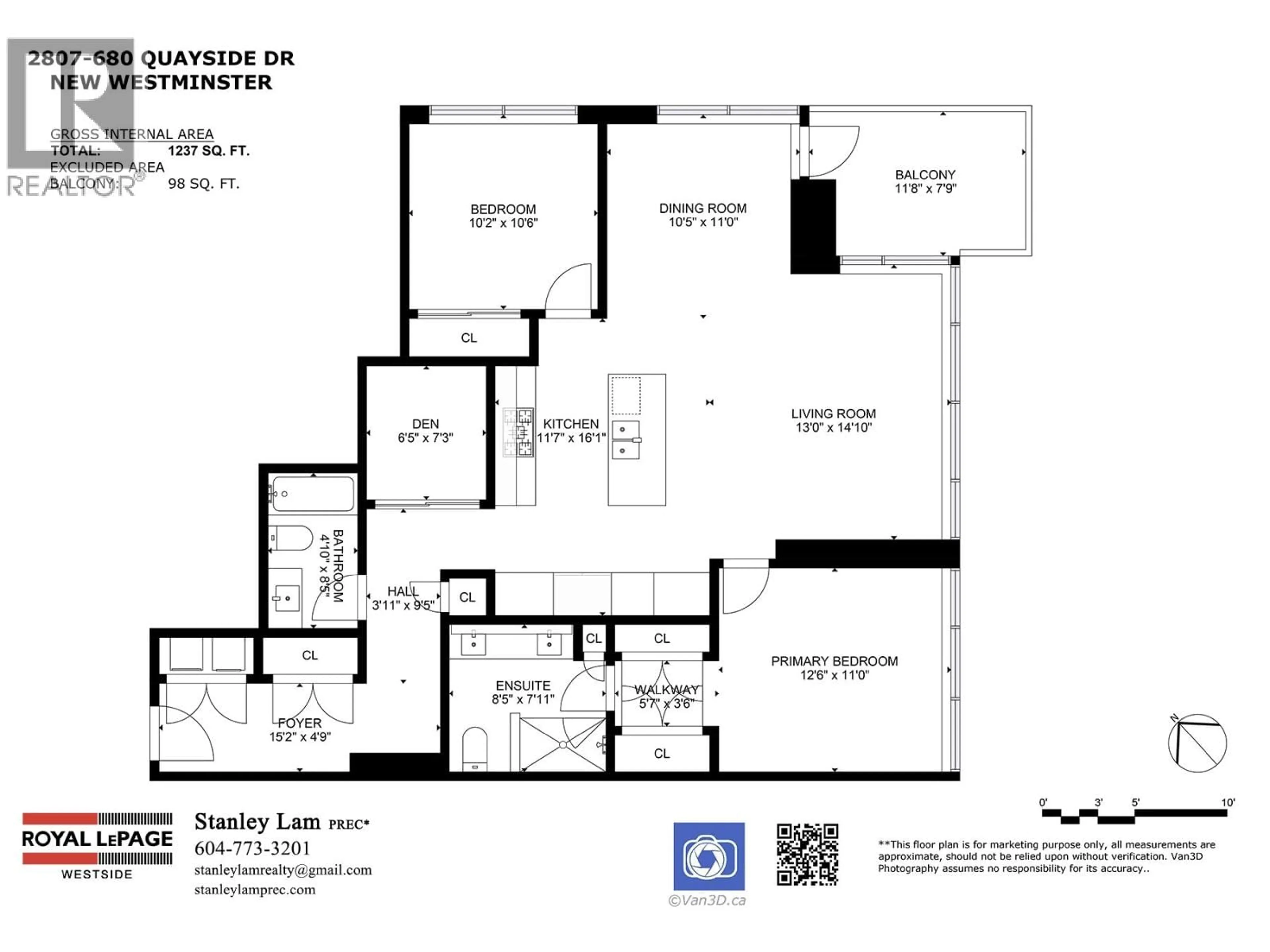 Floor plan for 2807 - 680 QUAYSIDE DRIVE, New Westminster British Columbia V3M0P2
