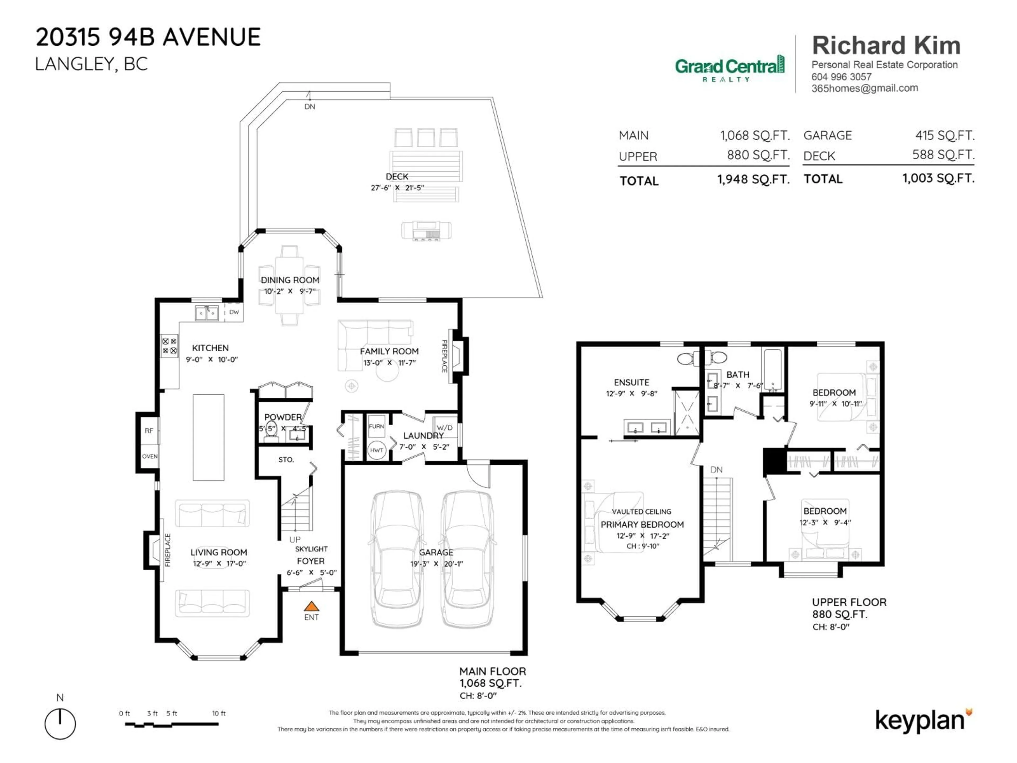 Floor plan for 20315 94B, Langley British Columbia V1M1Y8
