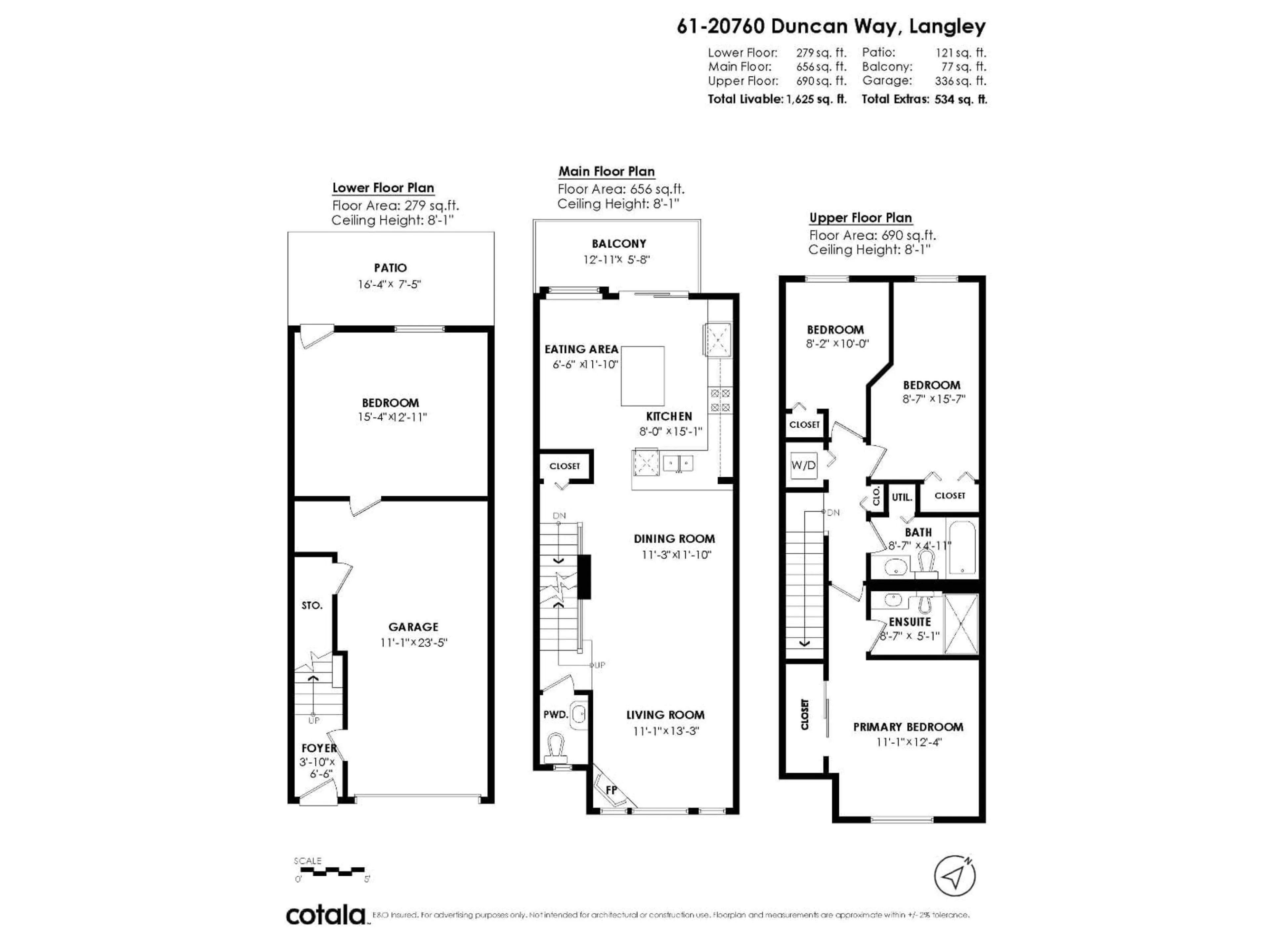 Floor plan for 61 - 20760 DUNCAN, Langley British Columbia V3A9J6