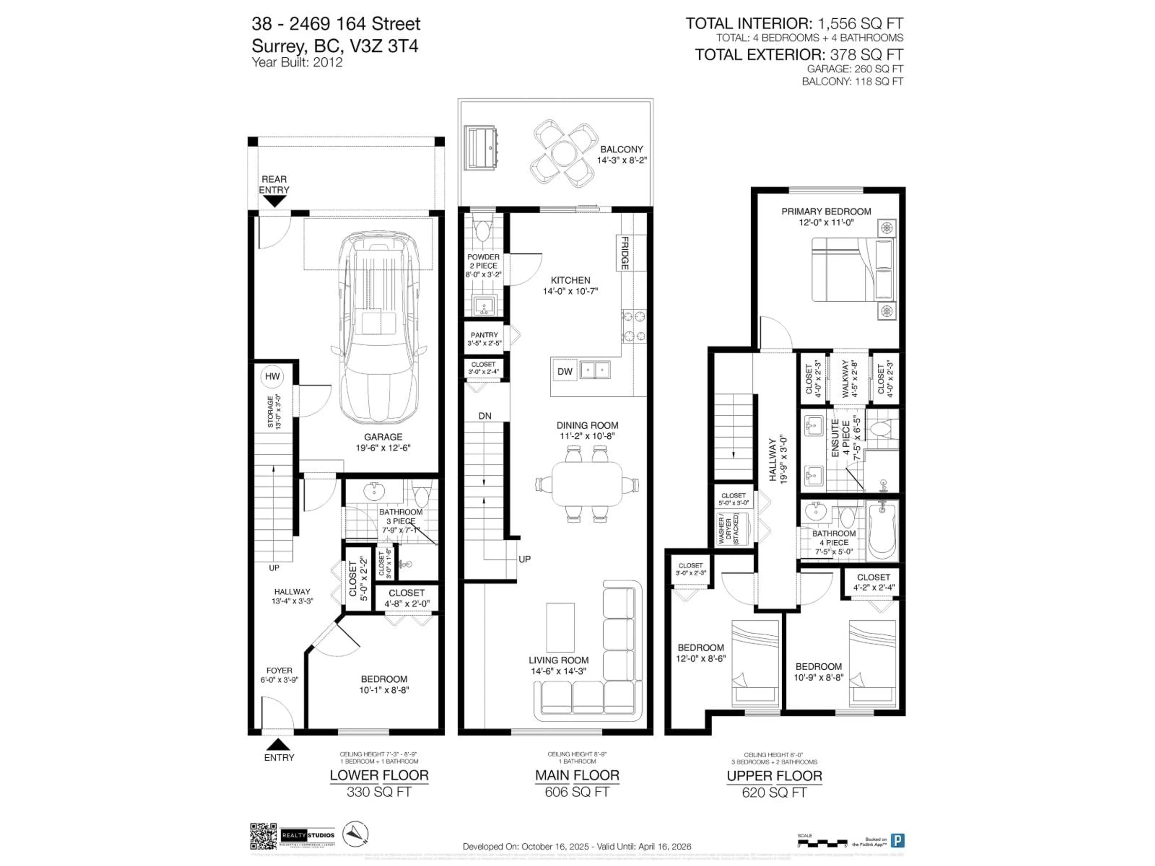 Floor plan for 38 - 2469 164, Surrey British Columbia V3Z3T4