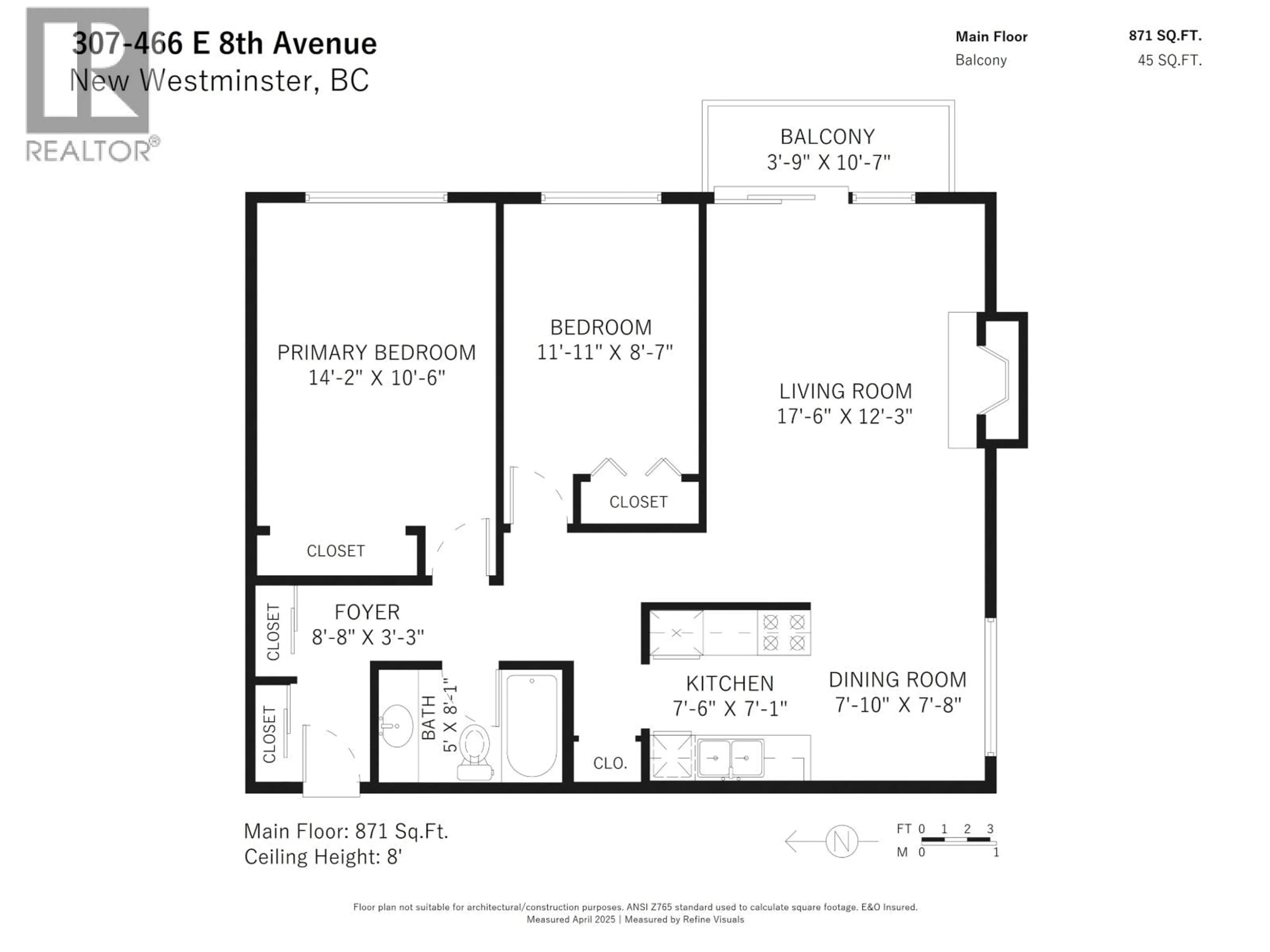Floor plan for 307 - 466 EIGHTH AVENUE, New Westminster British Columbia V3L4L2