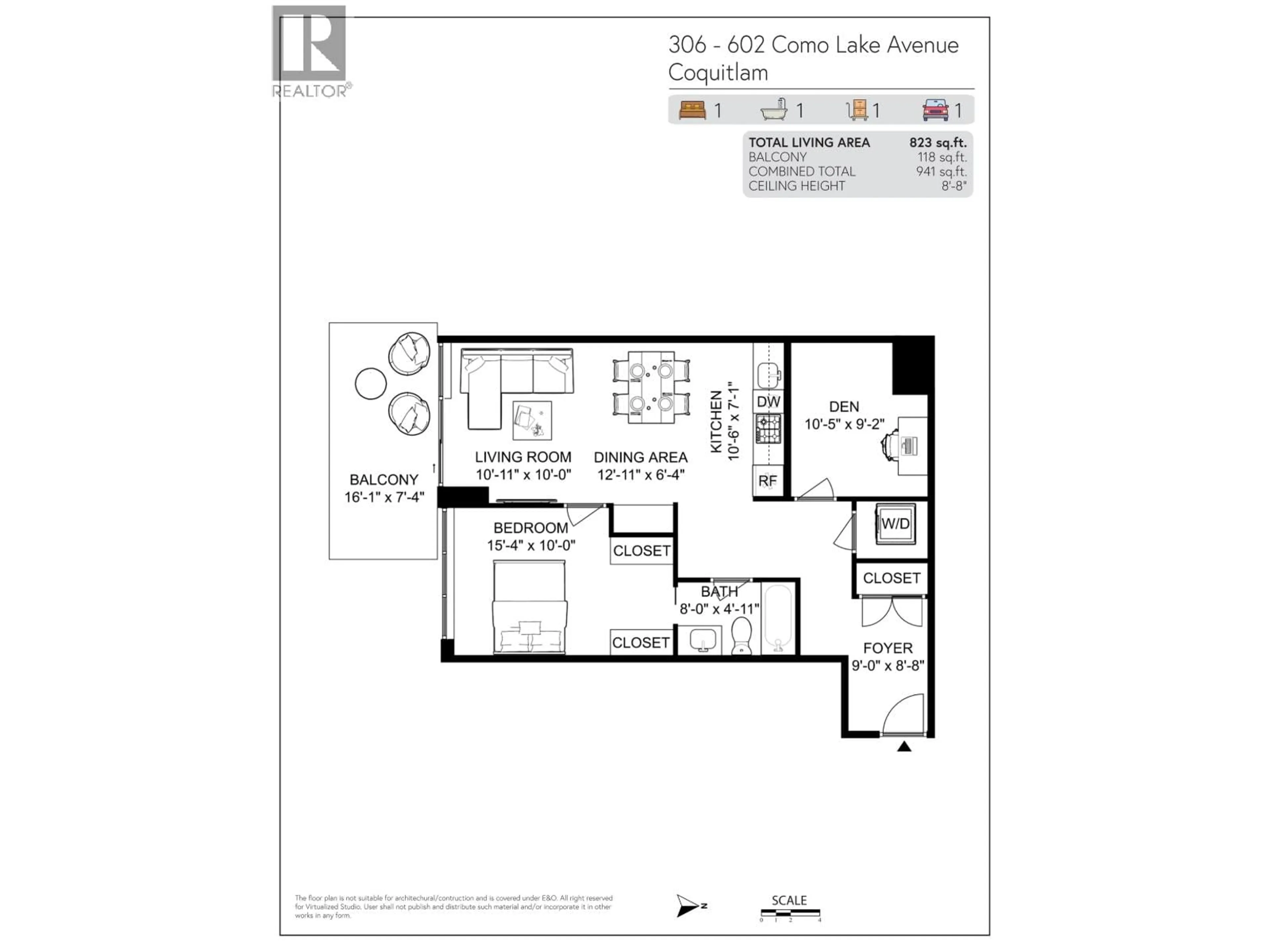 Floor plan for 306 - 602 COMO LAKE AVENUE, Coquitlam British Columbia V3J0G2