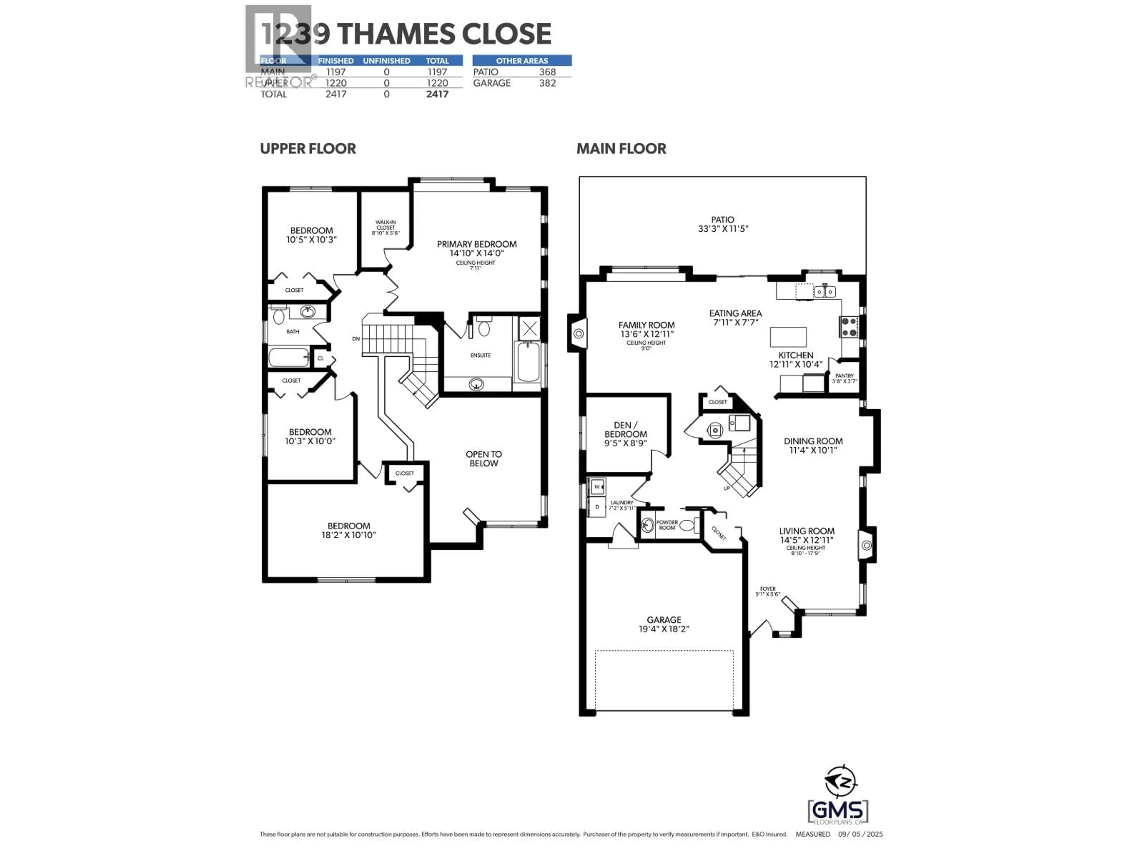 Floor plan for 1239 THAMES CLOSE, Port Coquitlam British Columbia V3B7X9