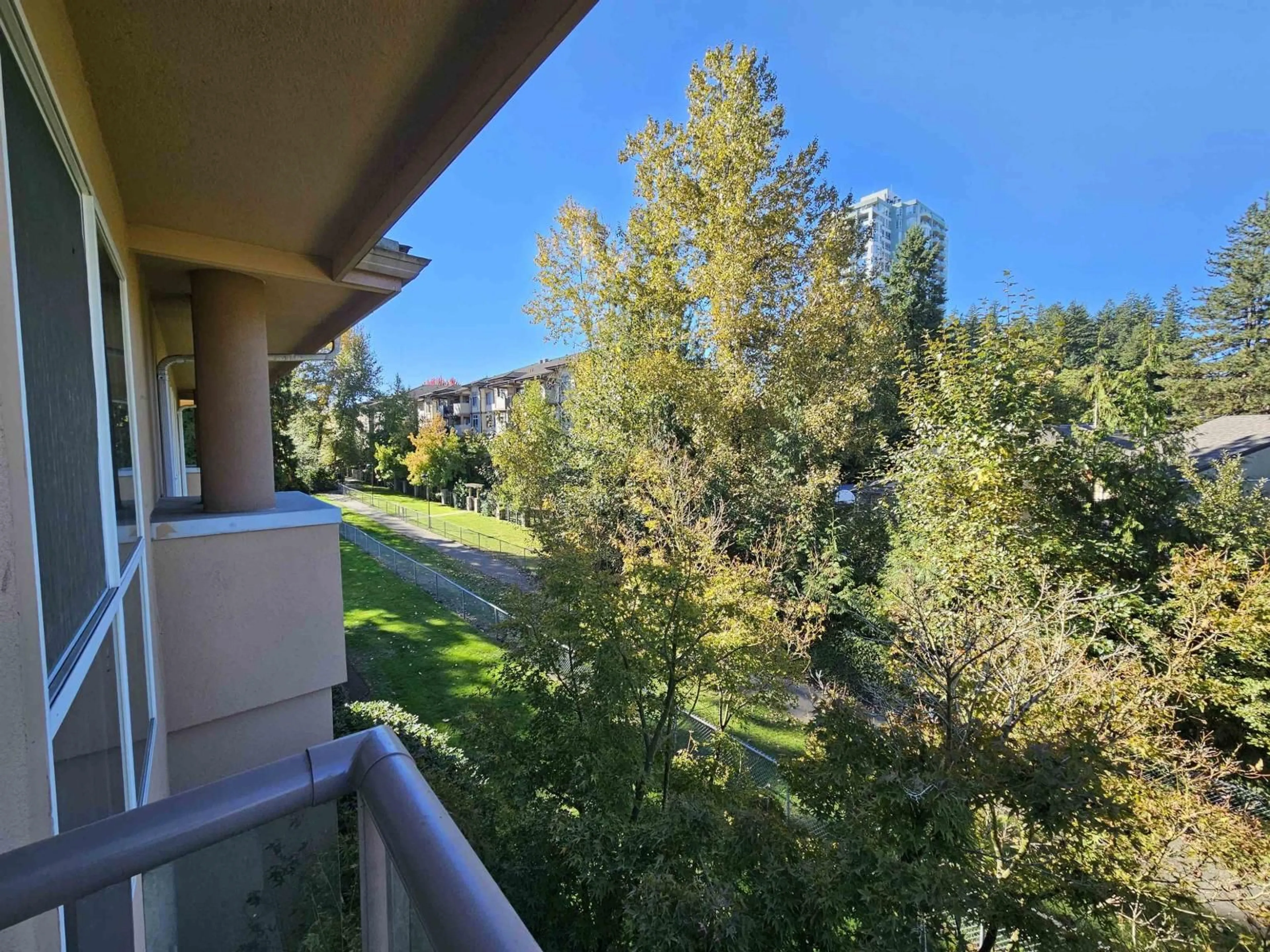 Balcony in the apartment, forest/trees view for 302 - 14980 101A, Surrey British Columbia V3R0T1