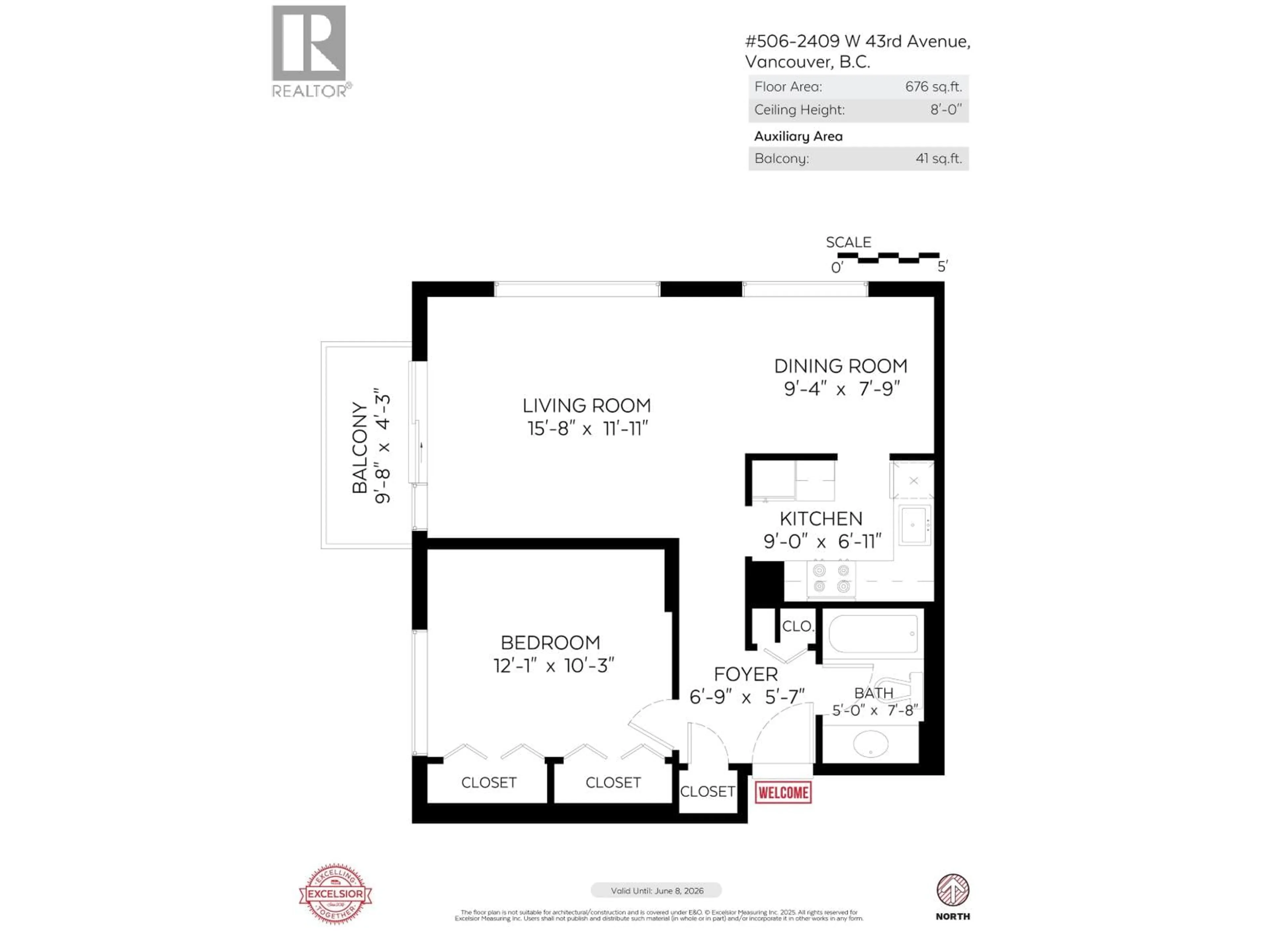 Floor plan for 506 - 2409 43RD AVENUE, Vancouver British Columbia V6M2E6