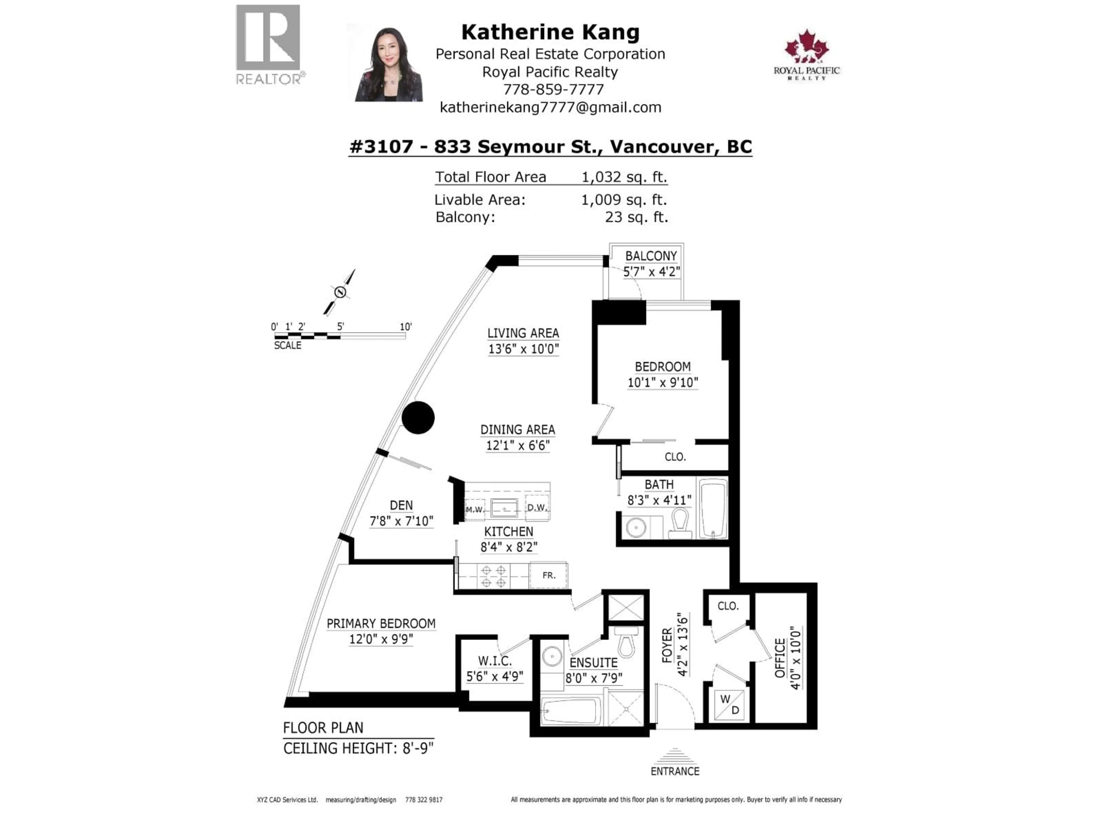 Floor plan for 3107 - 833 SEYMOUR STREET, Vancouver British Columbia V6B0G4