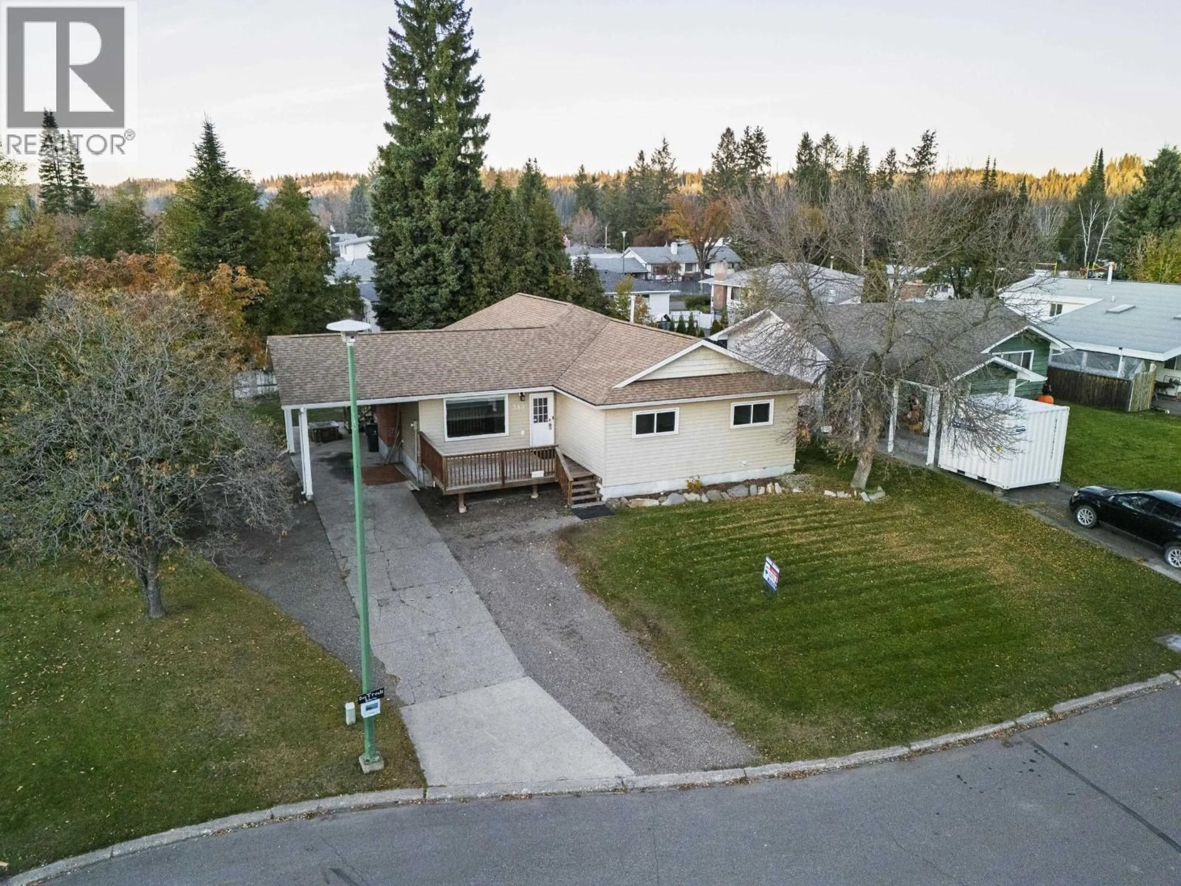 A pic from outside/outdoor area/front of a property/back of a property/a pic from drone, street for 380 RILEY DRIVE, Prince George British Columbia V2M3P2