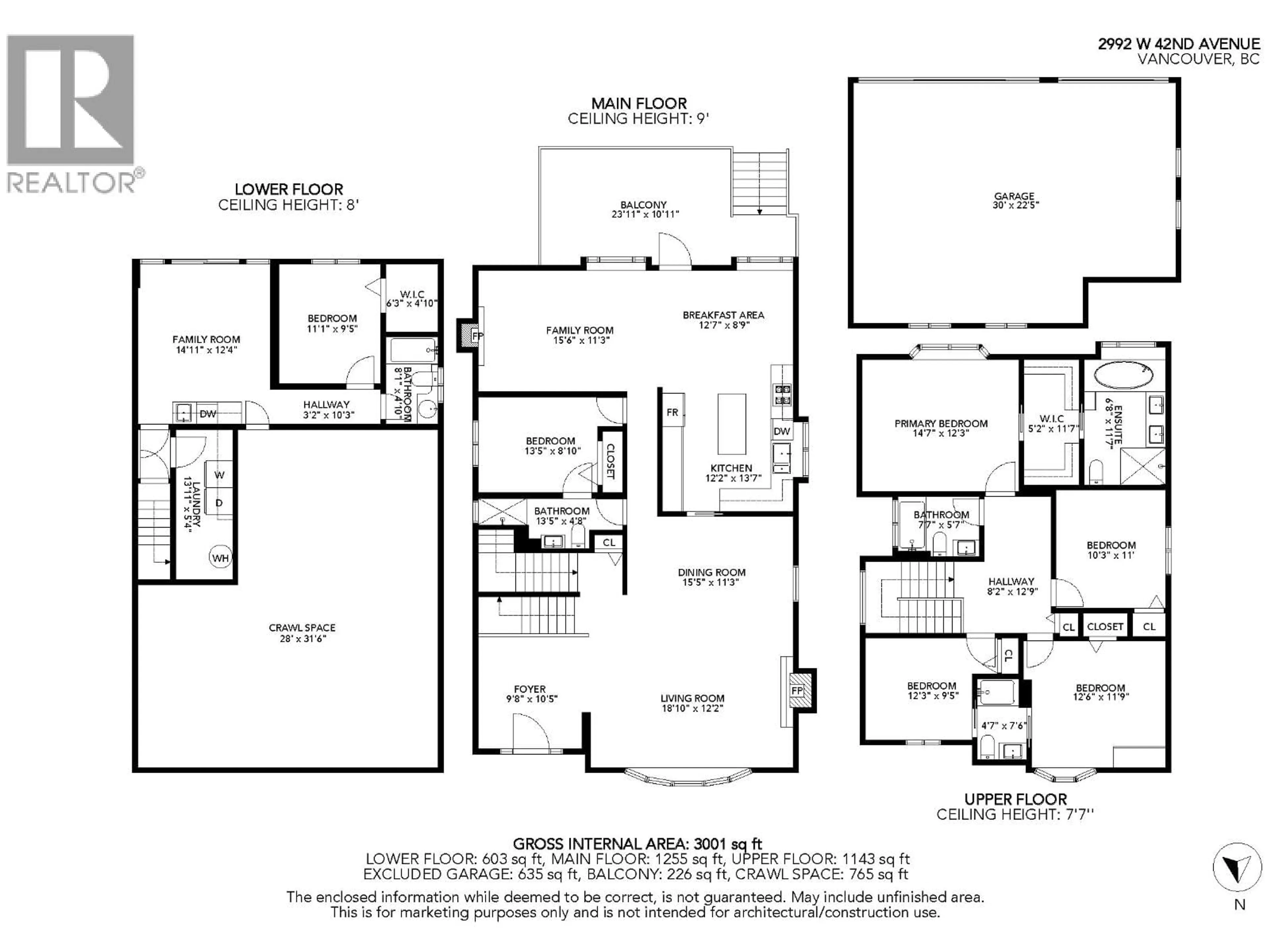 Floor plan for 2992 42ND AVENUE, Vancouver British Columbia V6N3G9