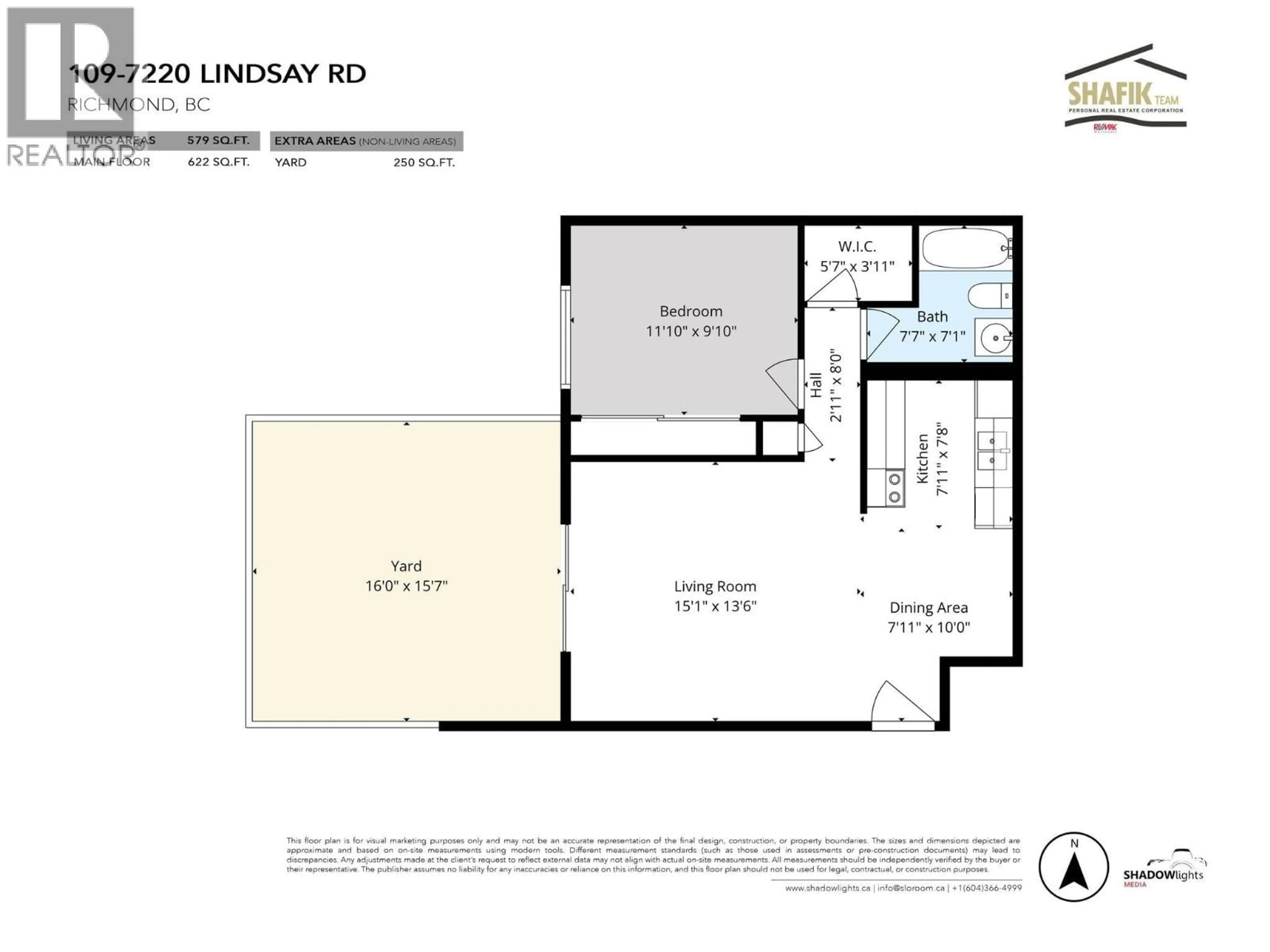 Floor plan for 109 - 7220 LINDSAY ROAD, Richmond British Columbia V7C3M6