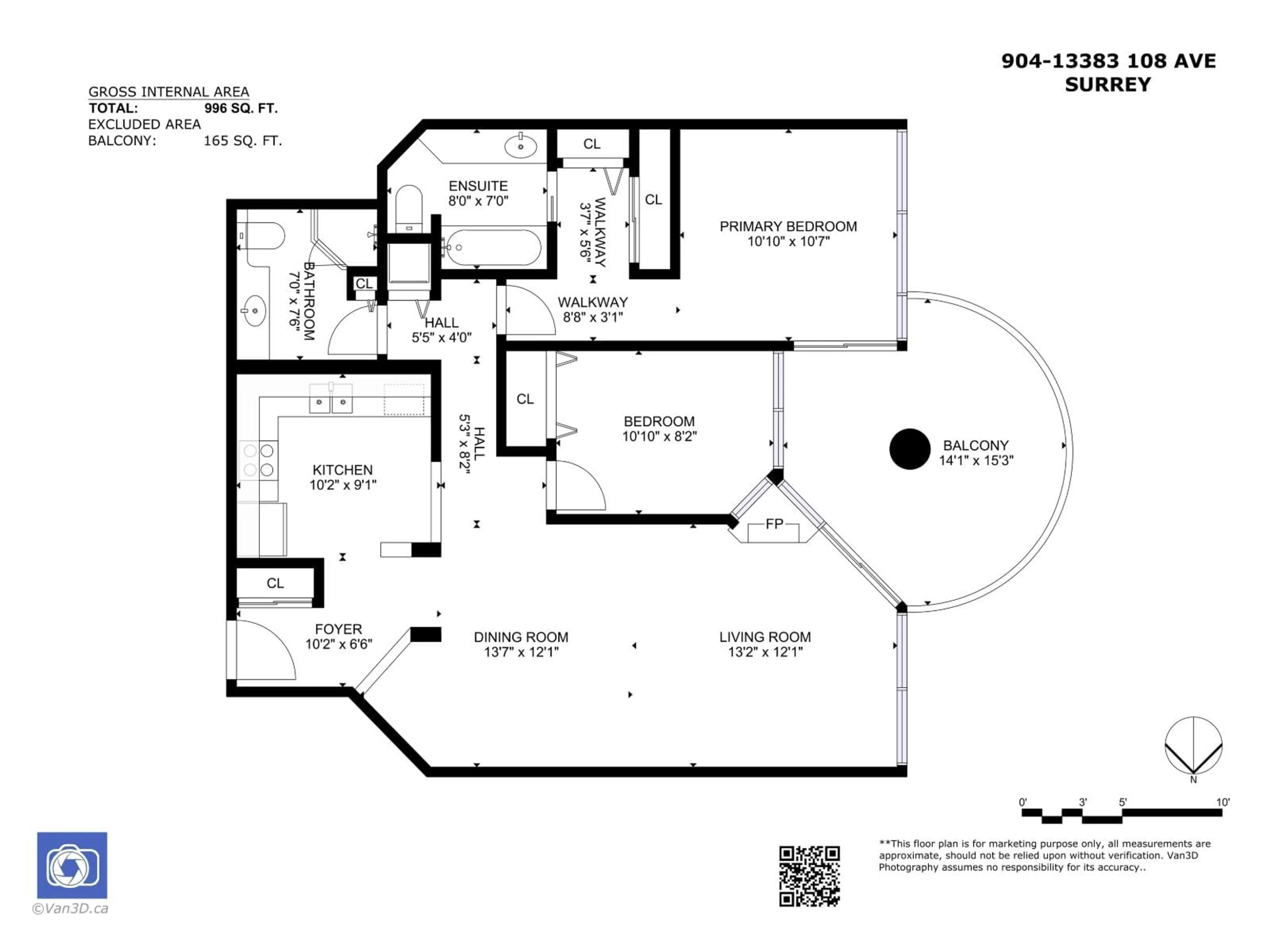 Floor plan for 904 - 13383 108, Surrey British Columbia V3T5T6