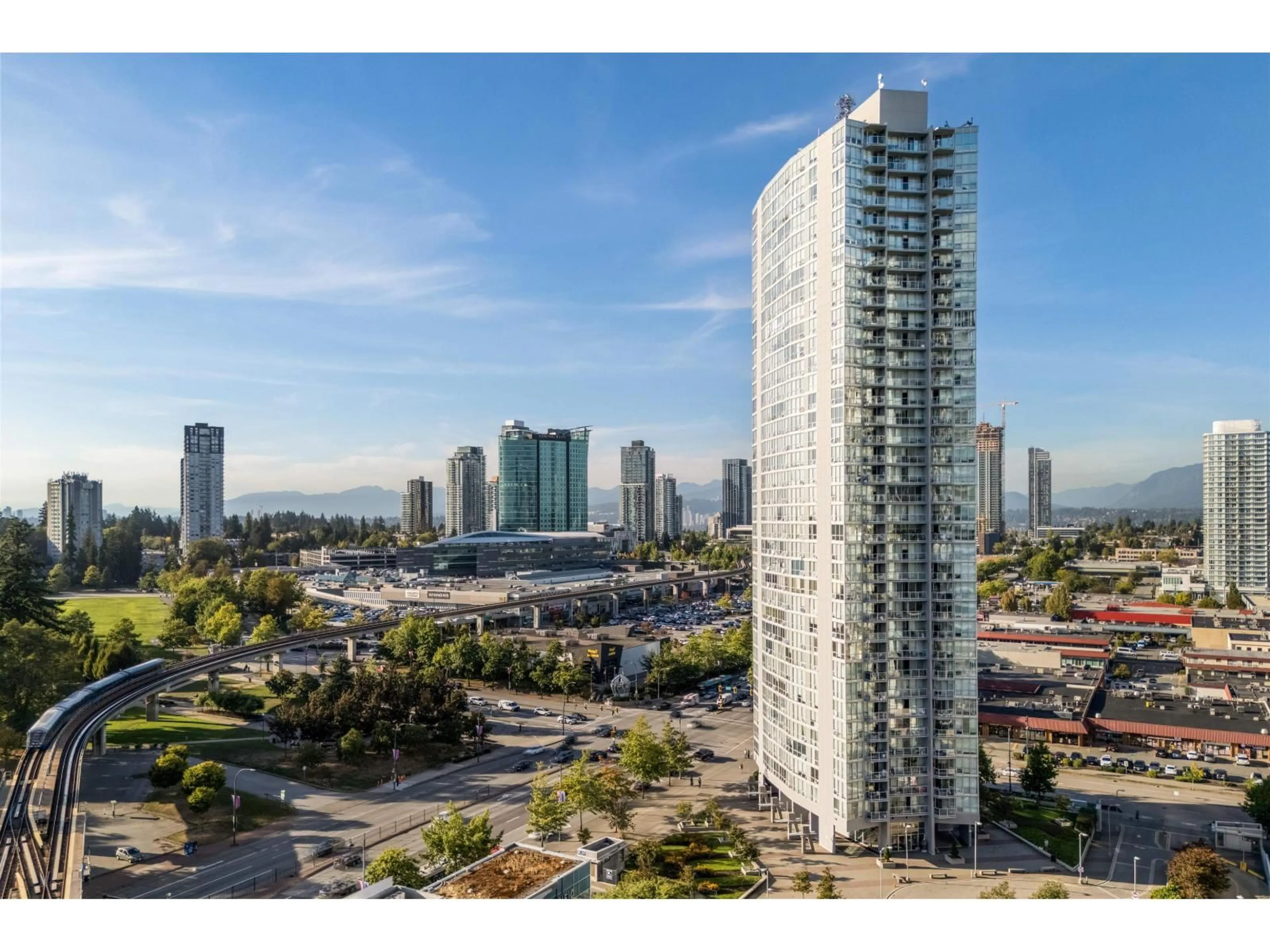 A pic from outside/outdoor area/front of a property/back of a property/a pic from drone, city buildings view from balcony for 3001 - 13618 100, Surrey British Columbia V3T0A8