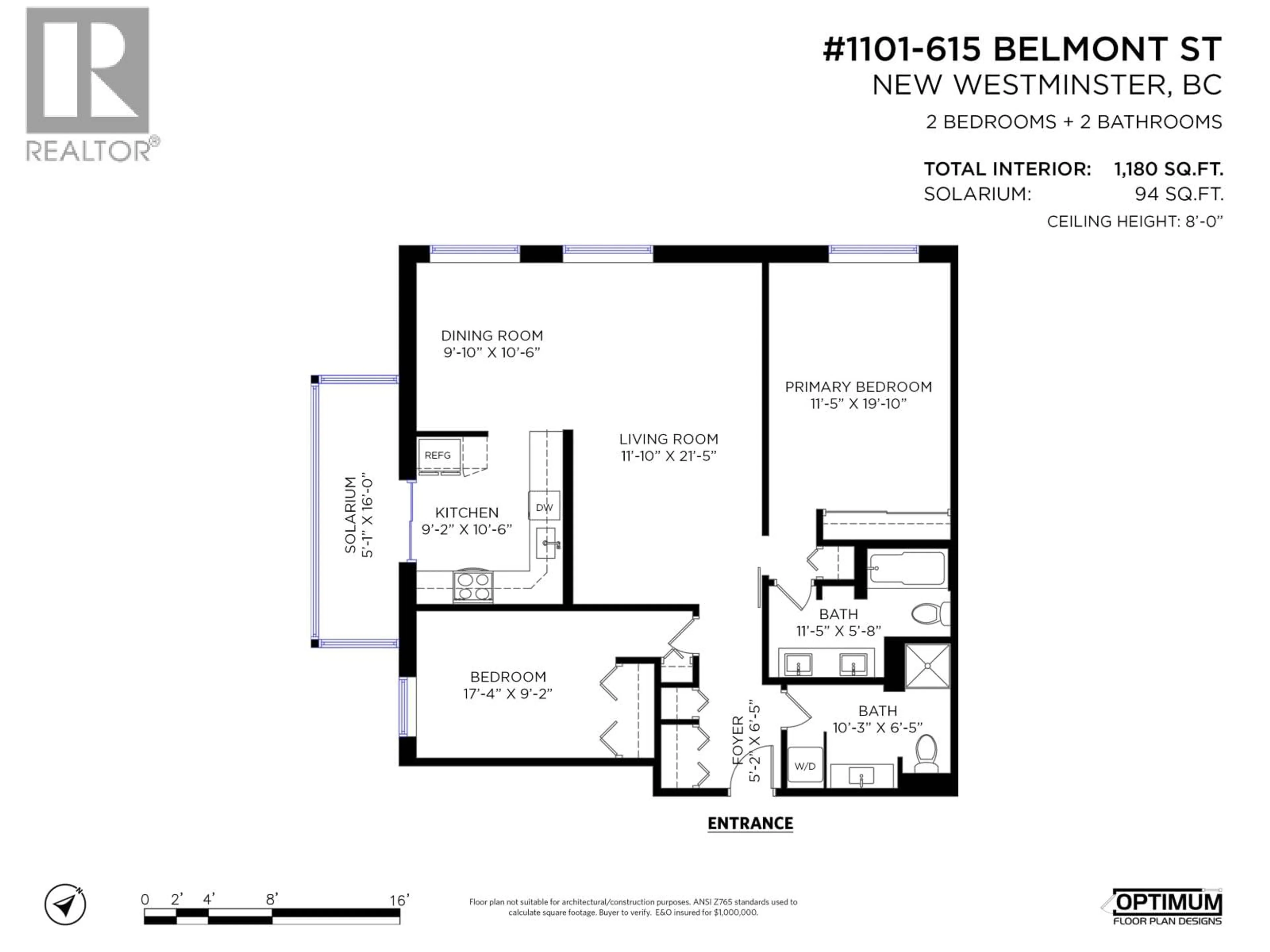 Floor plan for 1101 - 615 BELMONT STREET, New Westminster British Columbia V3M6A1