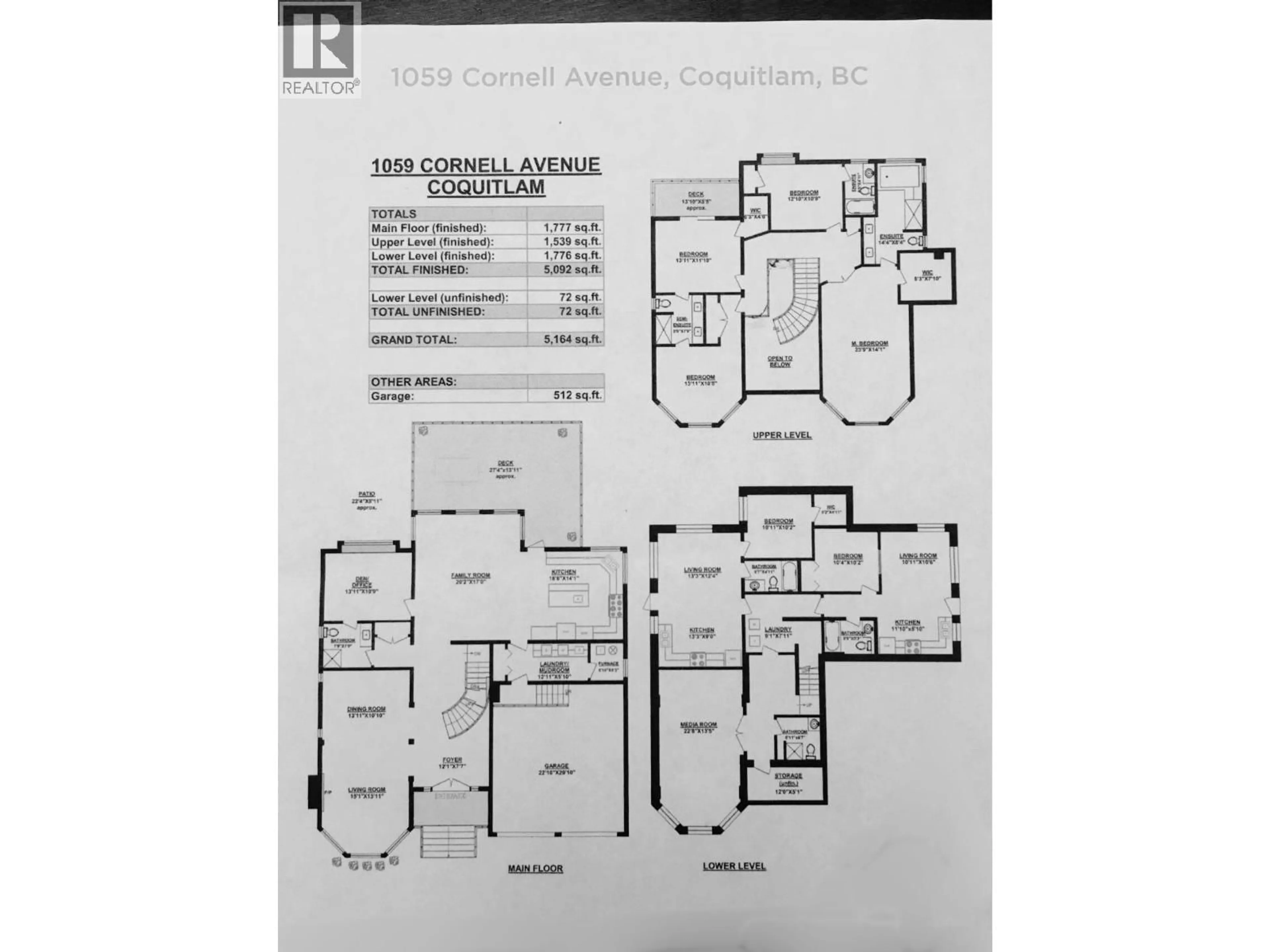 Floor plan for 1059 CORNELL AVENUE, Coquitlam British Columbia V3J2Z6