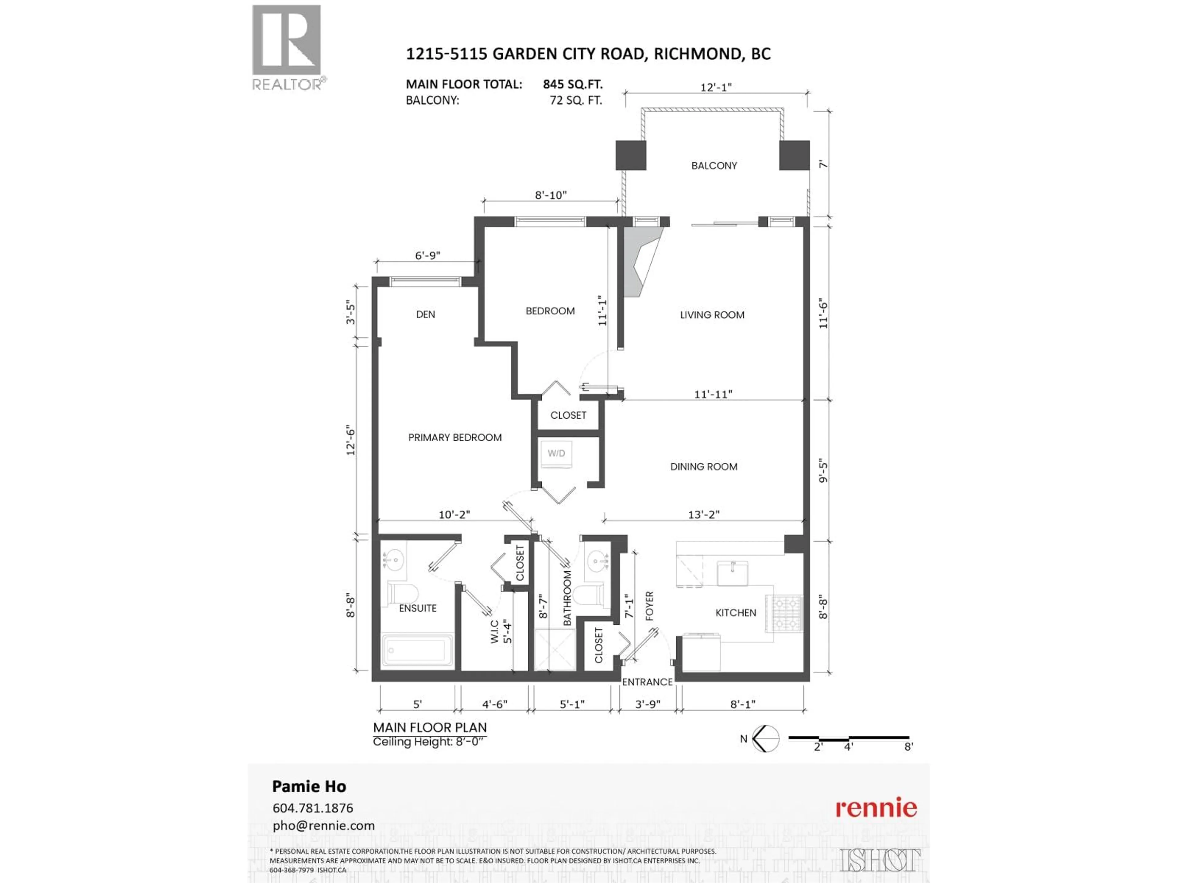 Floor plan for 1215 - 5115 GARDEN CITY ROAD, Richmond British Columbia V6X4H6