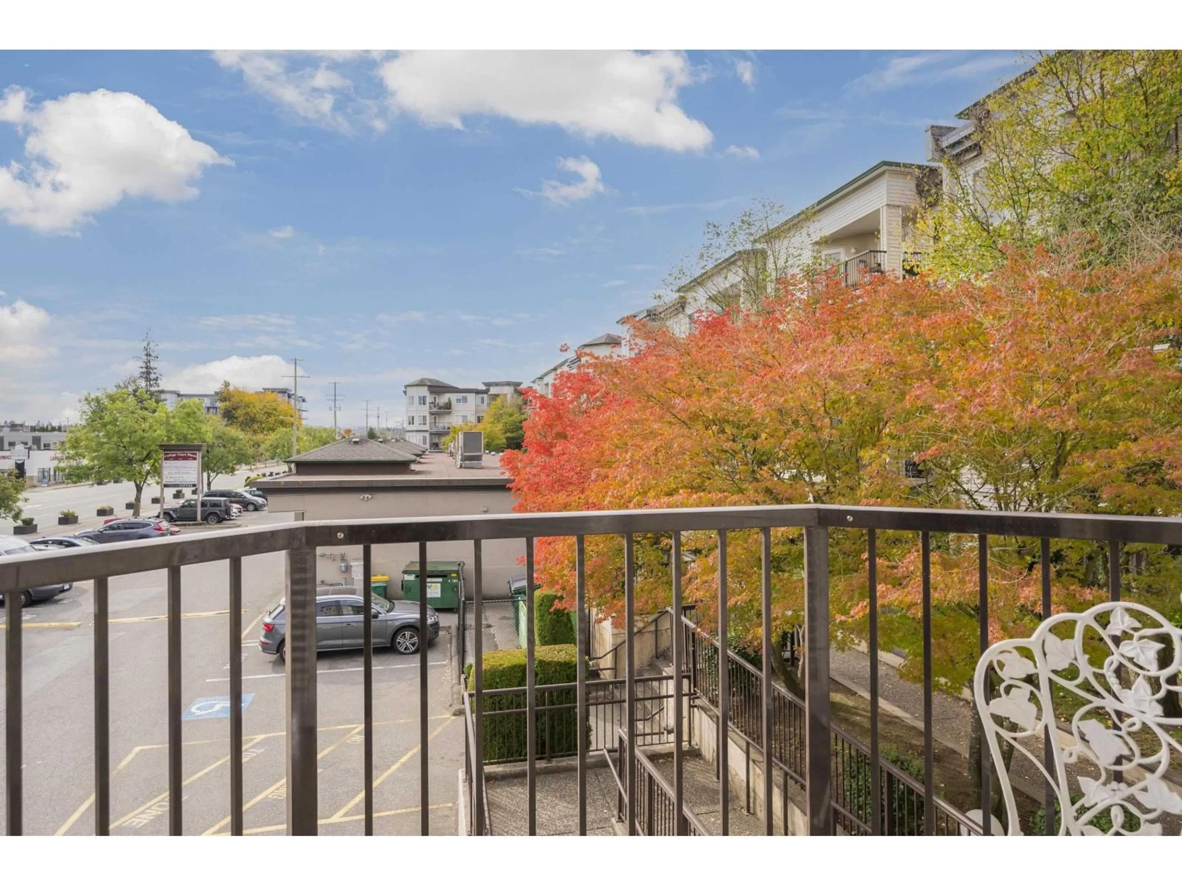 Patio, city buildings view from balcony for 217 - 5765 GLOVER, Langley British Columbia V3A8M8