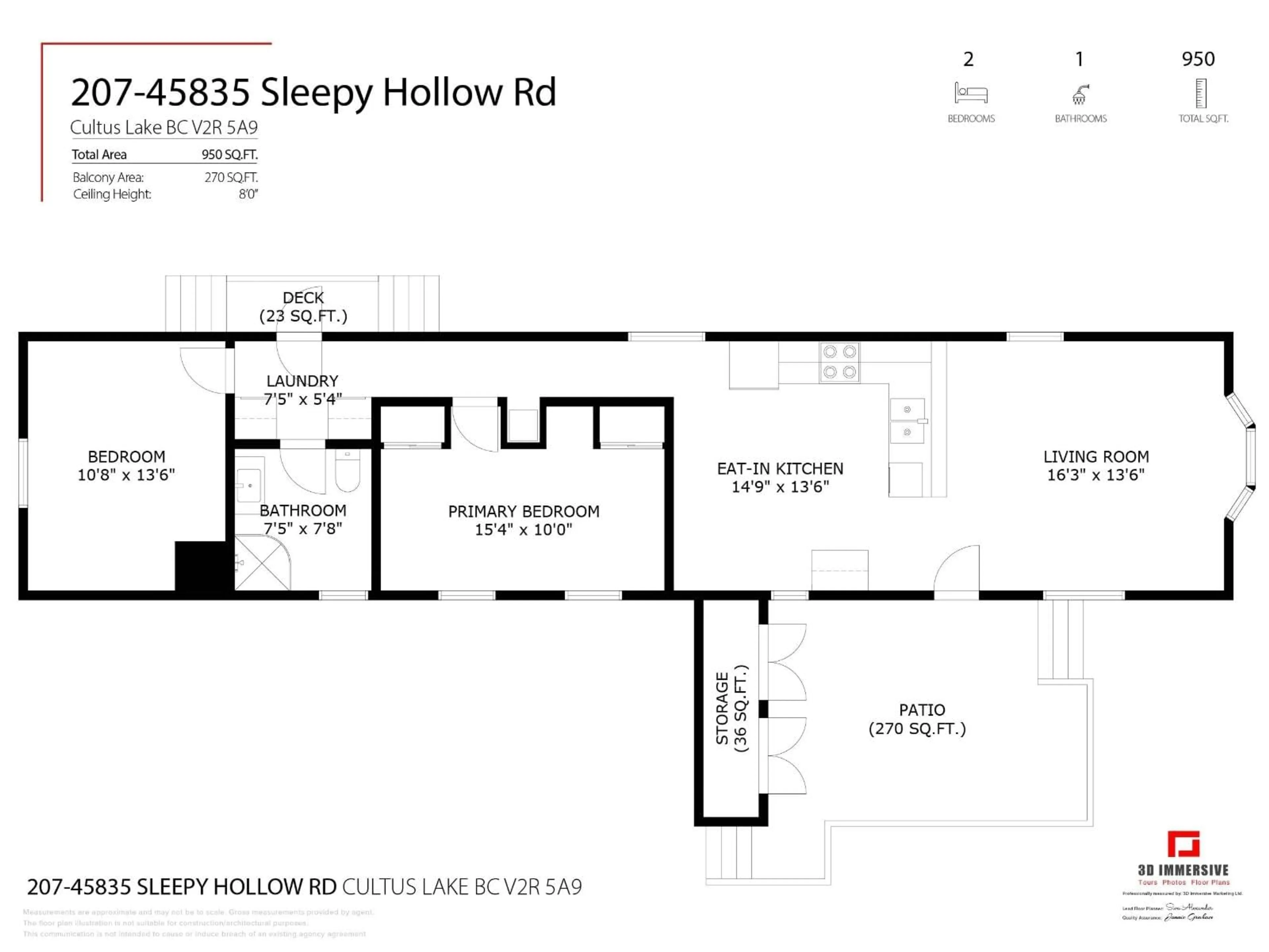 Floor plan for 207 - 45835 SLEEPY HOLLOW ROAD, Cultus Lake British Columbia V2R5A9