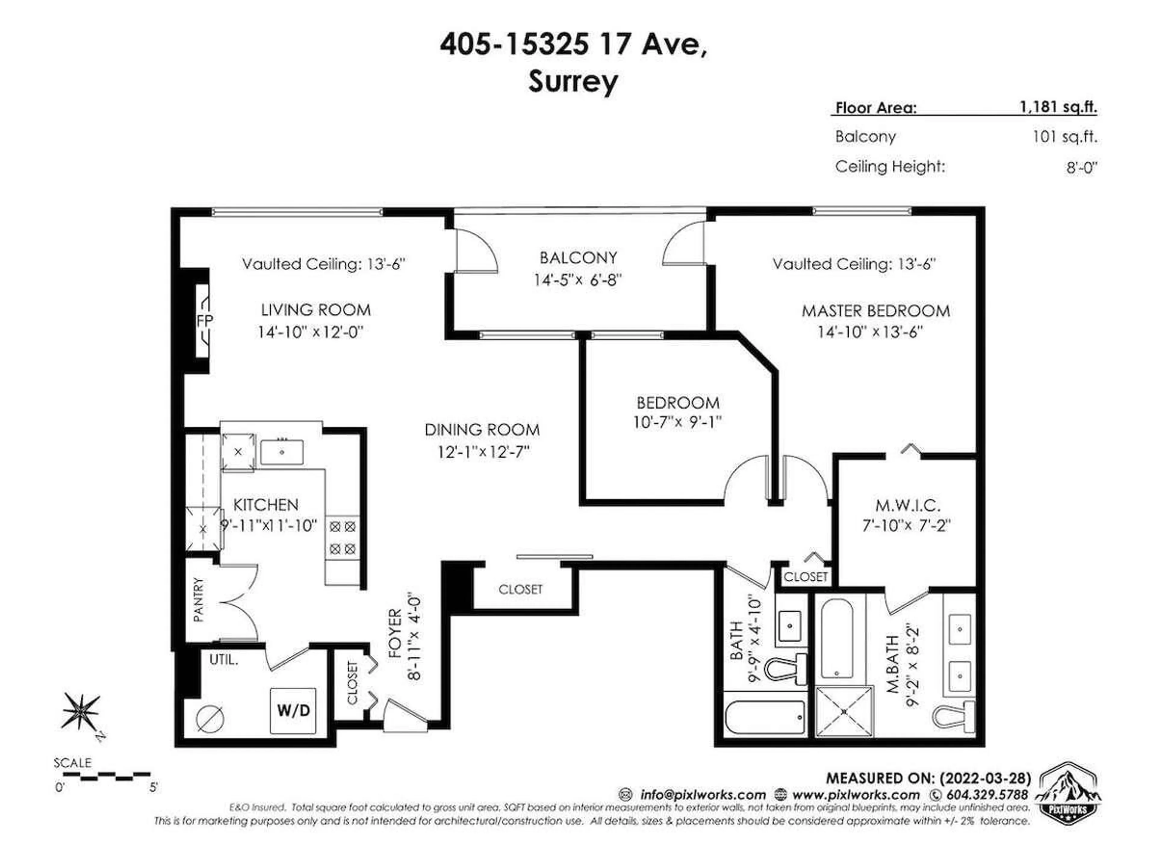 Floor plan for 405 - 15325 17, Surrey British Columbia V4A1T8