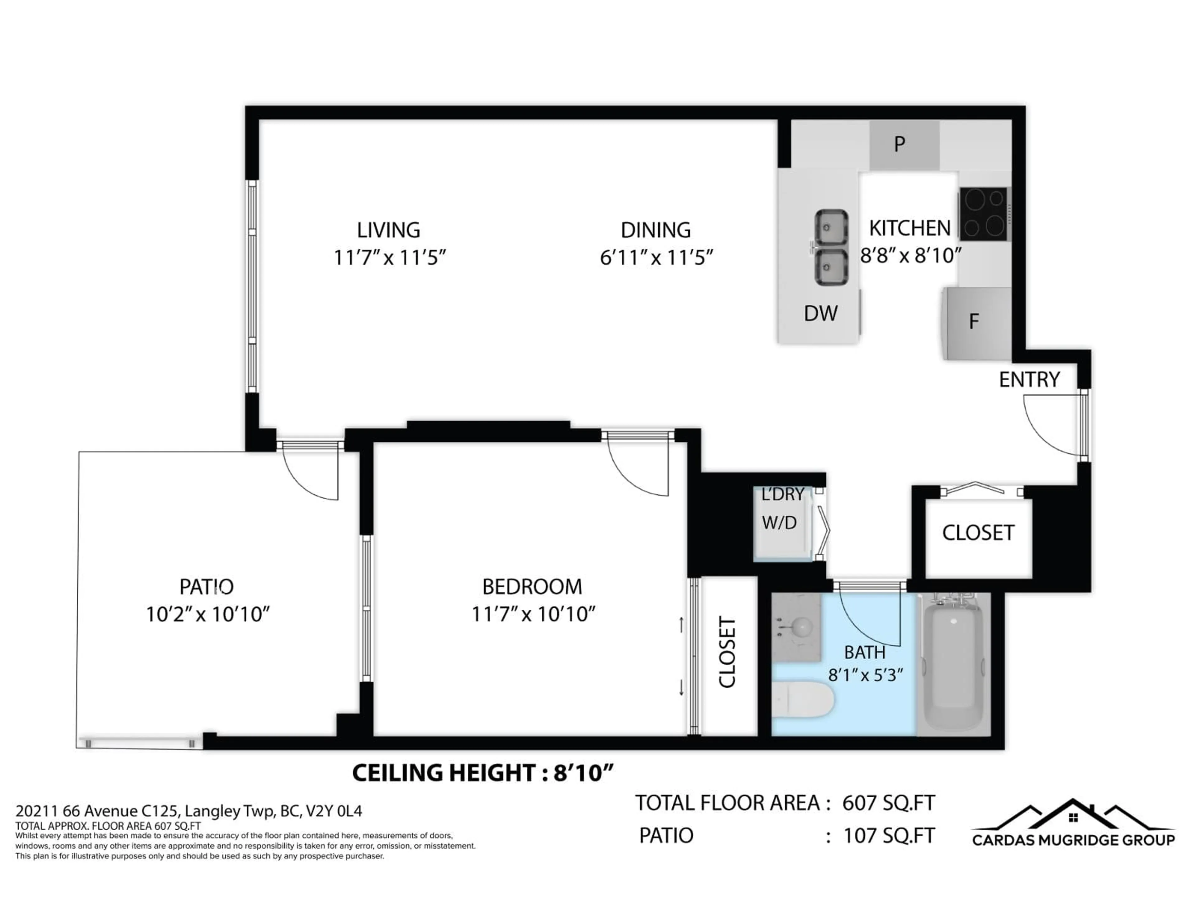 Floor plan for C125 - 20211 66, Langley British Columbia V2Y0L4