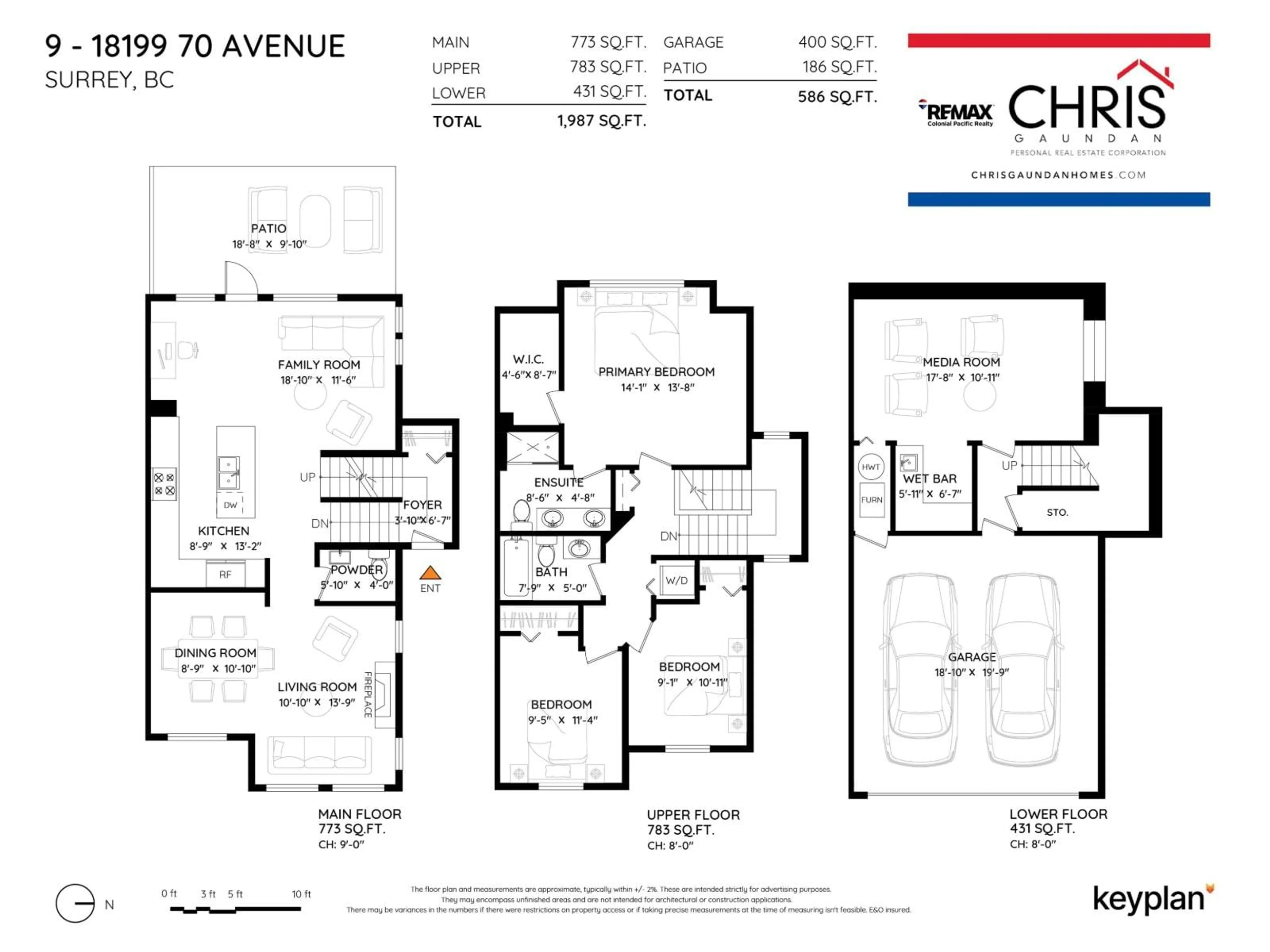 Floor plan for 9 - 18199 70, Surrey British Columbia V3S2N9