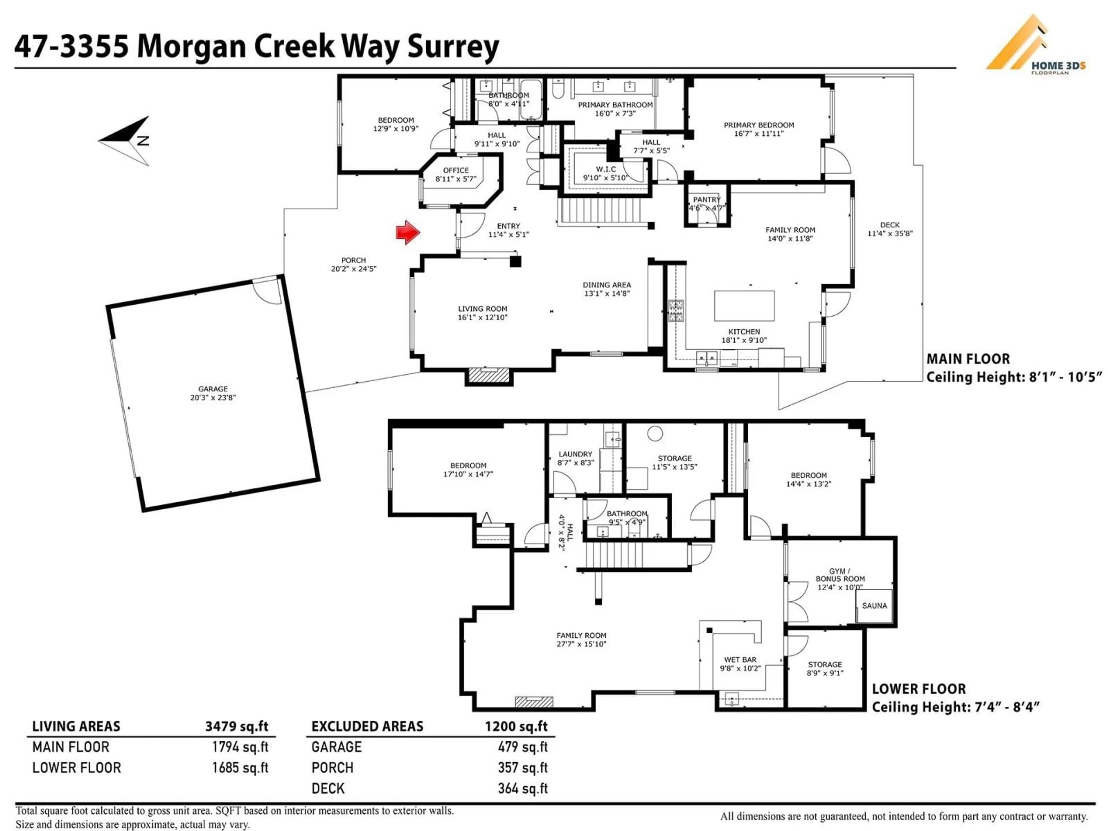Floor plan for 47 - 3355 MORGAN CREEK, Surrey British Columbia V3Z0J9