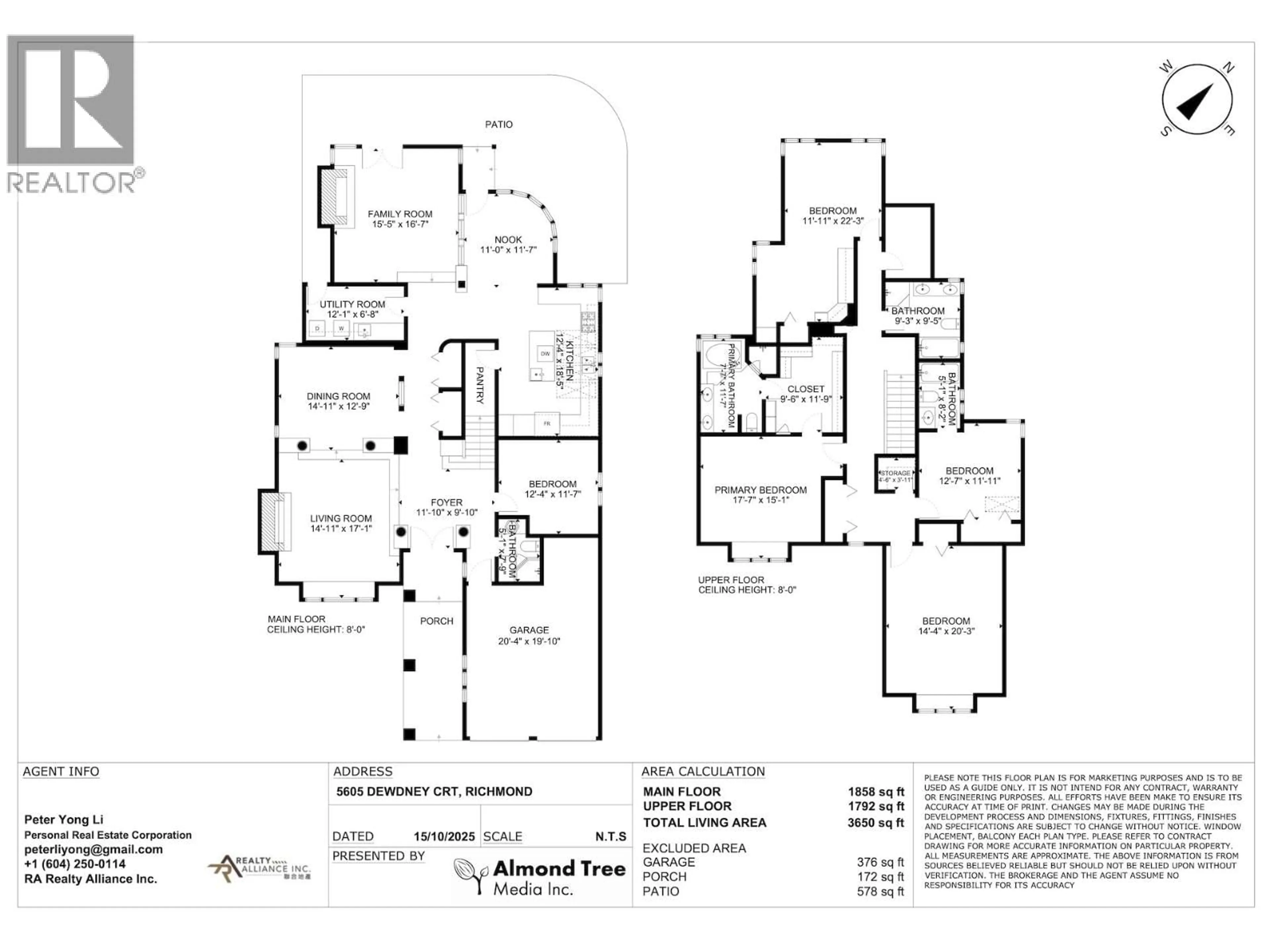 Floor plan for 5605 DEWDNEY COURT, Richmond British Columbia V7C5M6