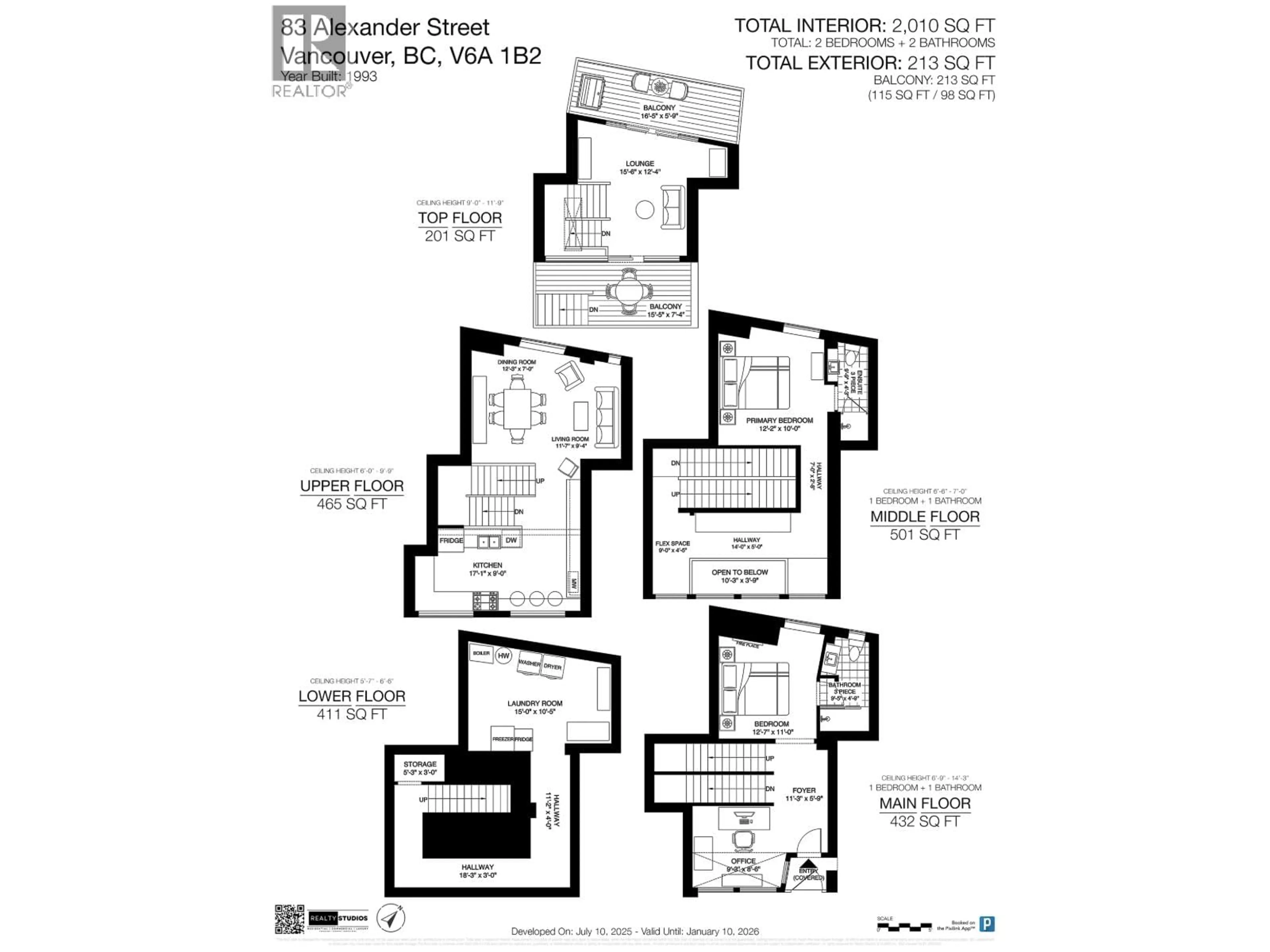 Floor plan for 83 ALEXANDER STREET, Vancouver British Columbia V6A1B2