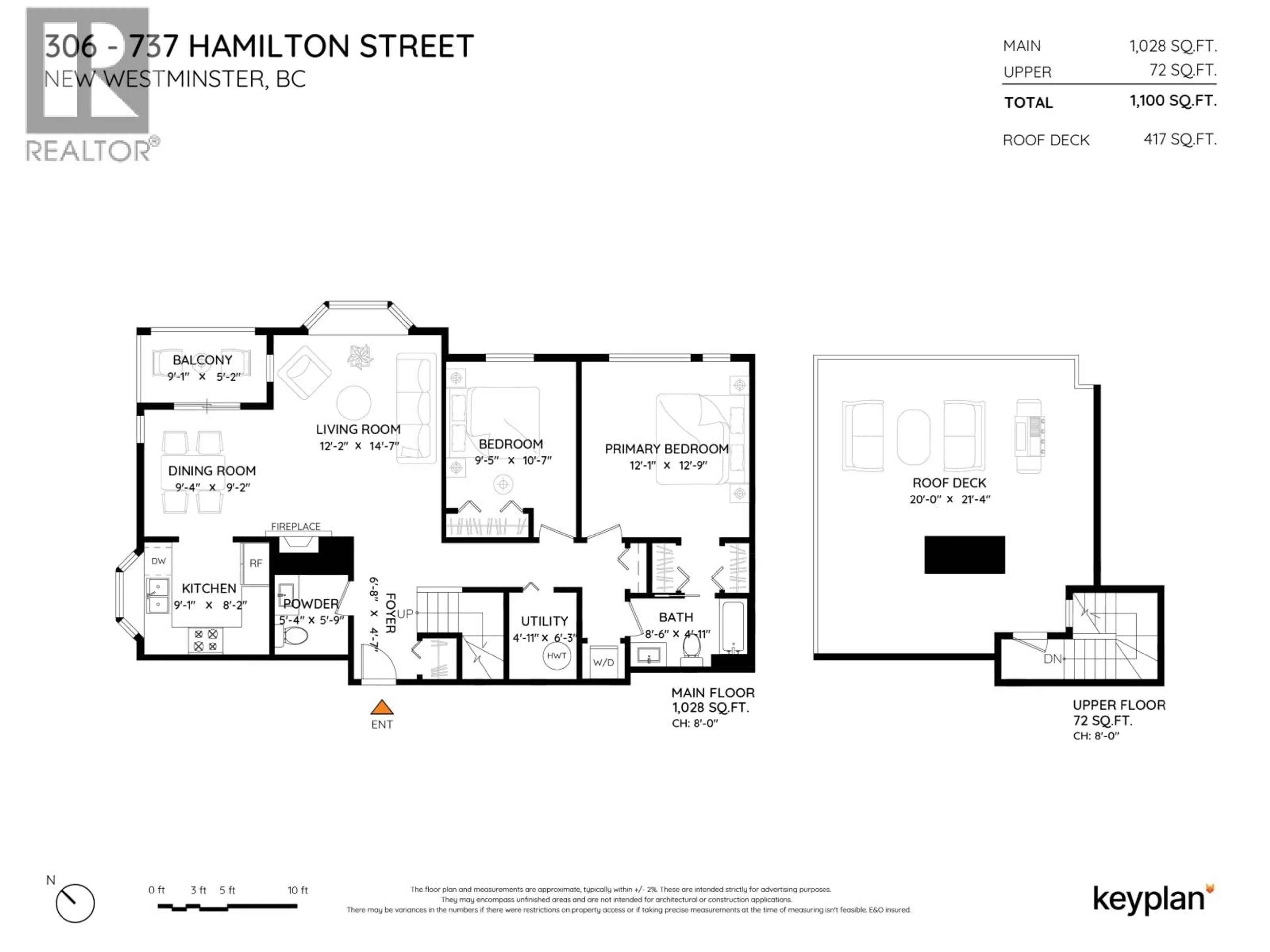 Floor plan for 306 - 737 HAMILTON STREET, New Westminster British Columbia V3M2M7