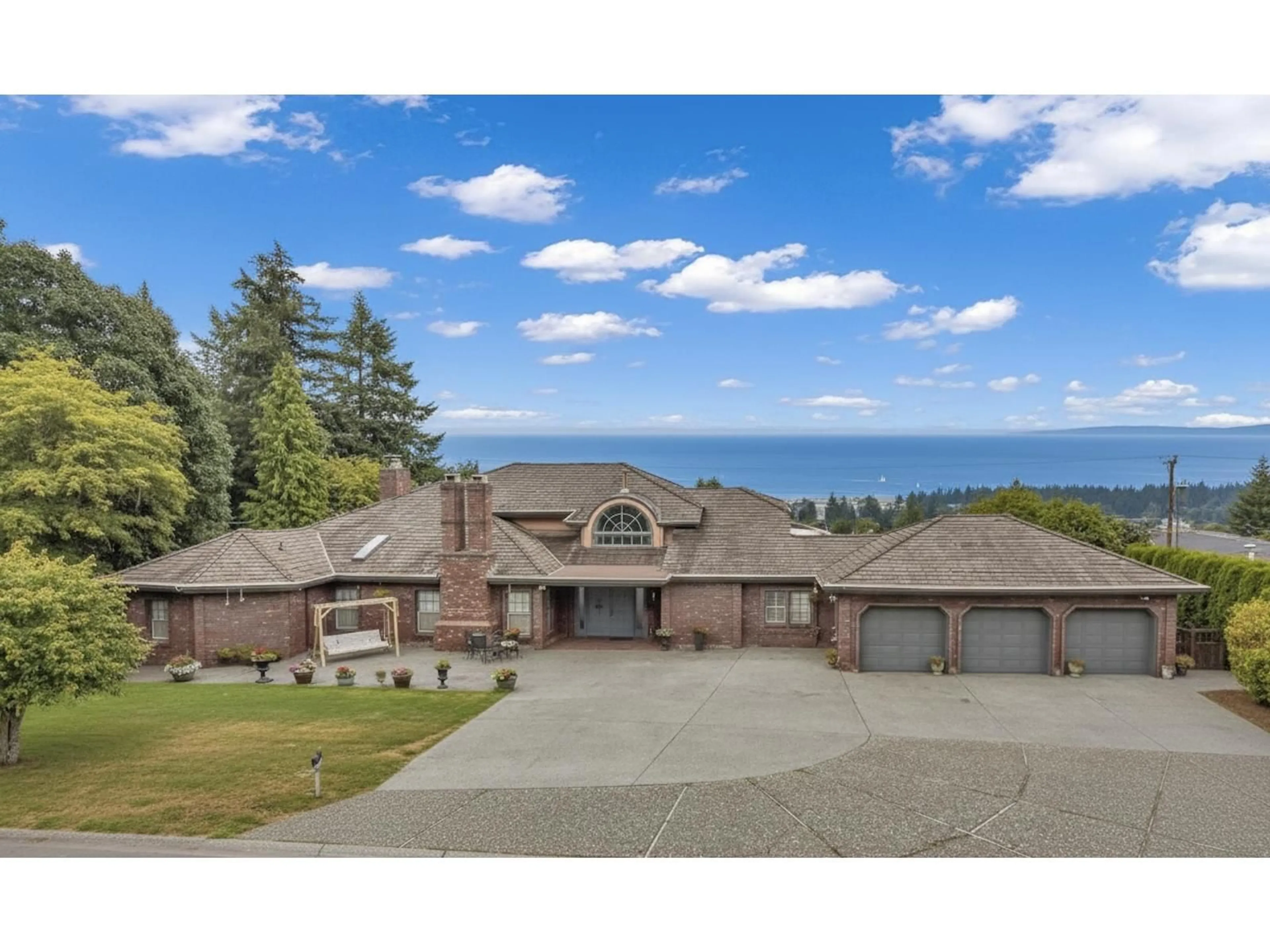 A pic from outside/outdoor area/front of a property/back of a property/a pic from drone, water/lake/river/ocean view for 5455 120, Surrey British Columbia V4E2A1