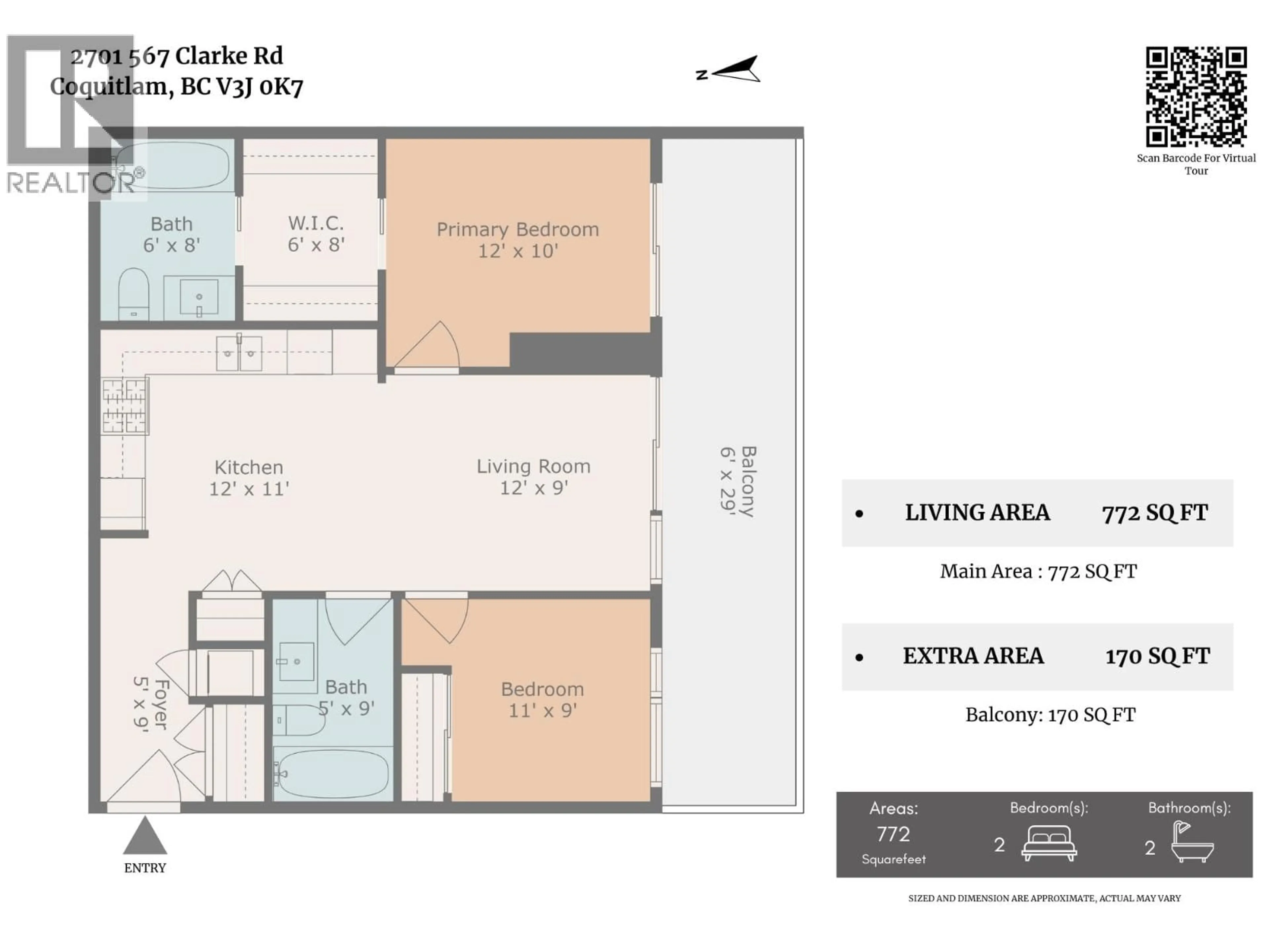 Floor plan for 2701 - 567 CLARKE ROAD, Coquitlam British Columbia V3J0K7