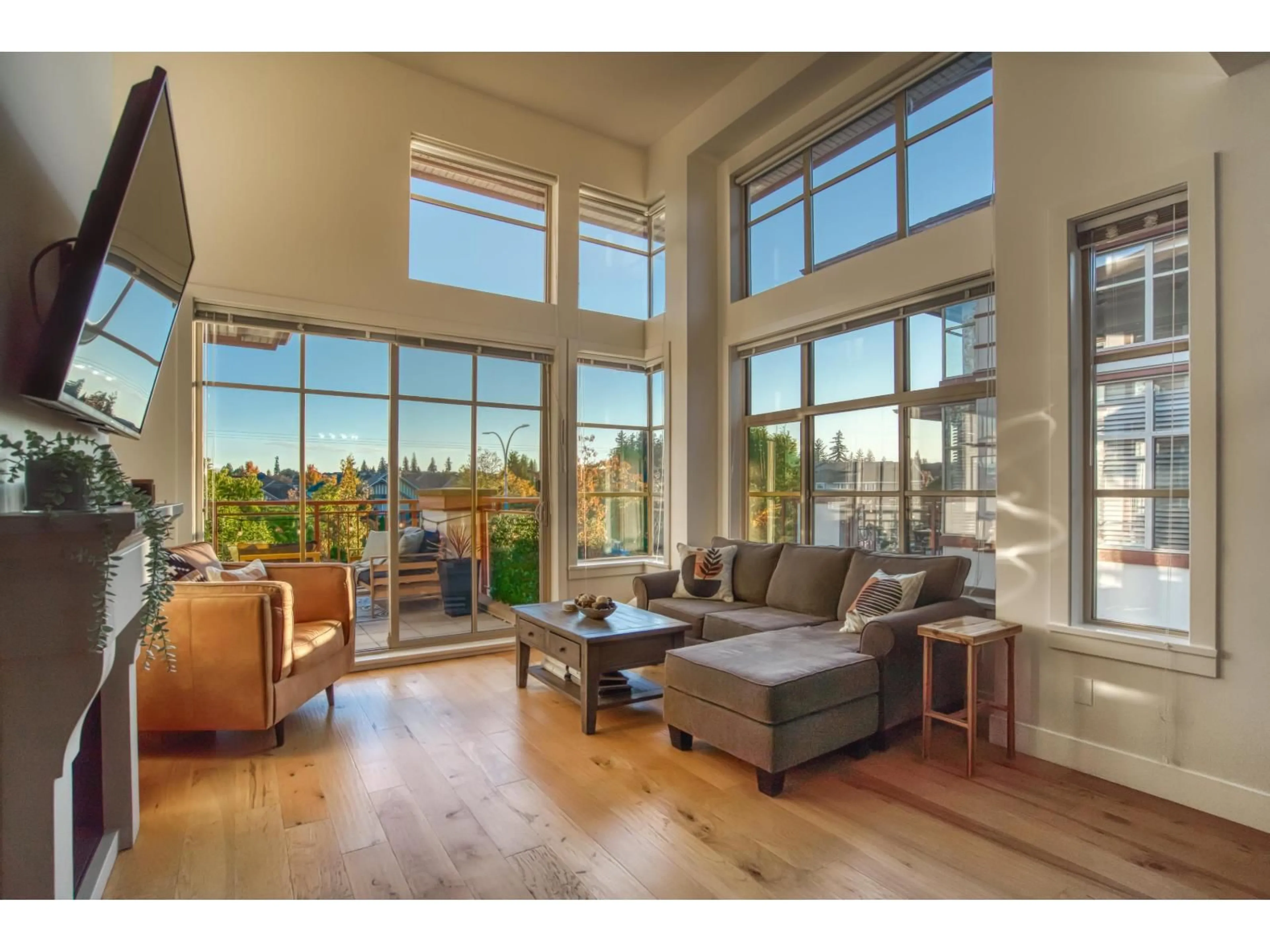 Living room with furniture, wood/laminate floor for 306 - 16483 64, Langley British Columbia V3S6V7